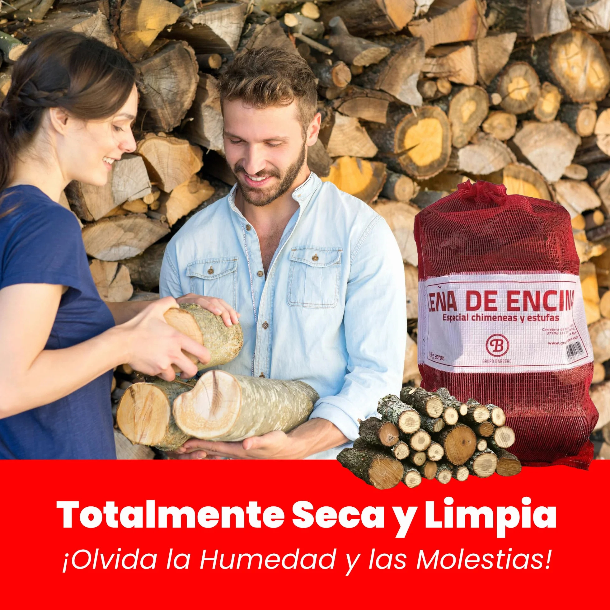 Leña Encina Saco 12kg Madera Dura Secada Horno Alto Rendimiento Calor Intenso Llama Duradera Ideal Chimenea Estufa Barbacoa Interior Exterior Combustión Lenta Baja Humedad Ecológica Limpia