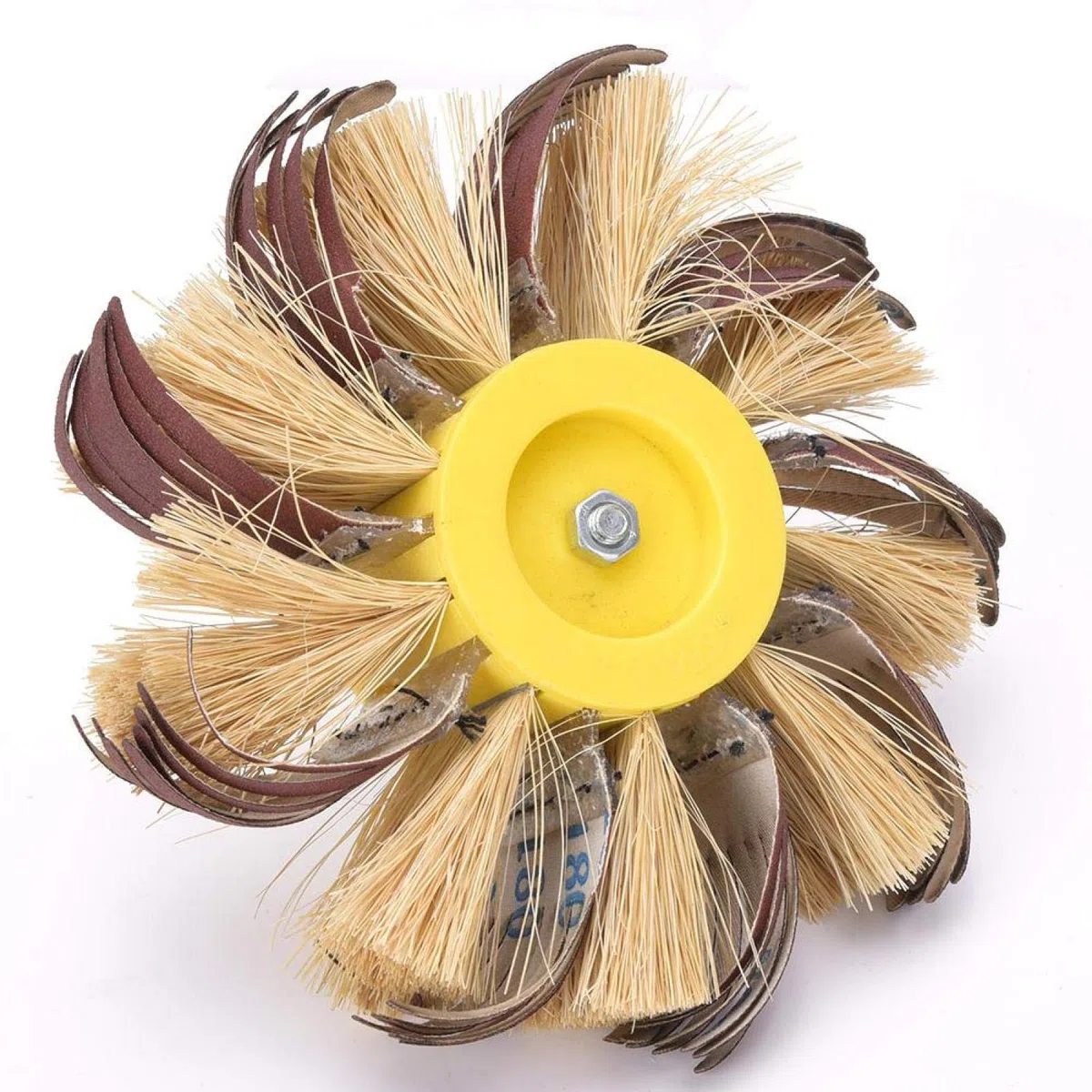 Rueda pulidora Sisal fina y rueda abrasiva Eje de 6 mm montado para accesorio de herramienta rotativa Pulidora Lijadora Lijadora eléctrica(180#)