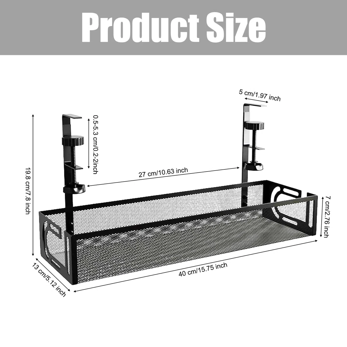 Bandeja Cables Escritorio, No Requiere Perforación, Bandeja Portacables Bajo la Mesa, con Clips de Montaje, Organizador Cables Escritorio, para Oficina, en Casa(Negro 1,40 * 13 * 7cm)