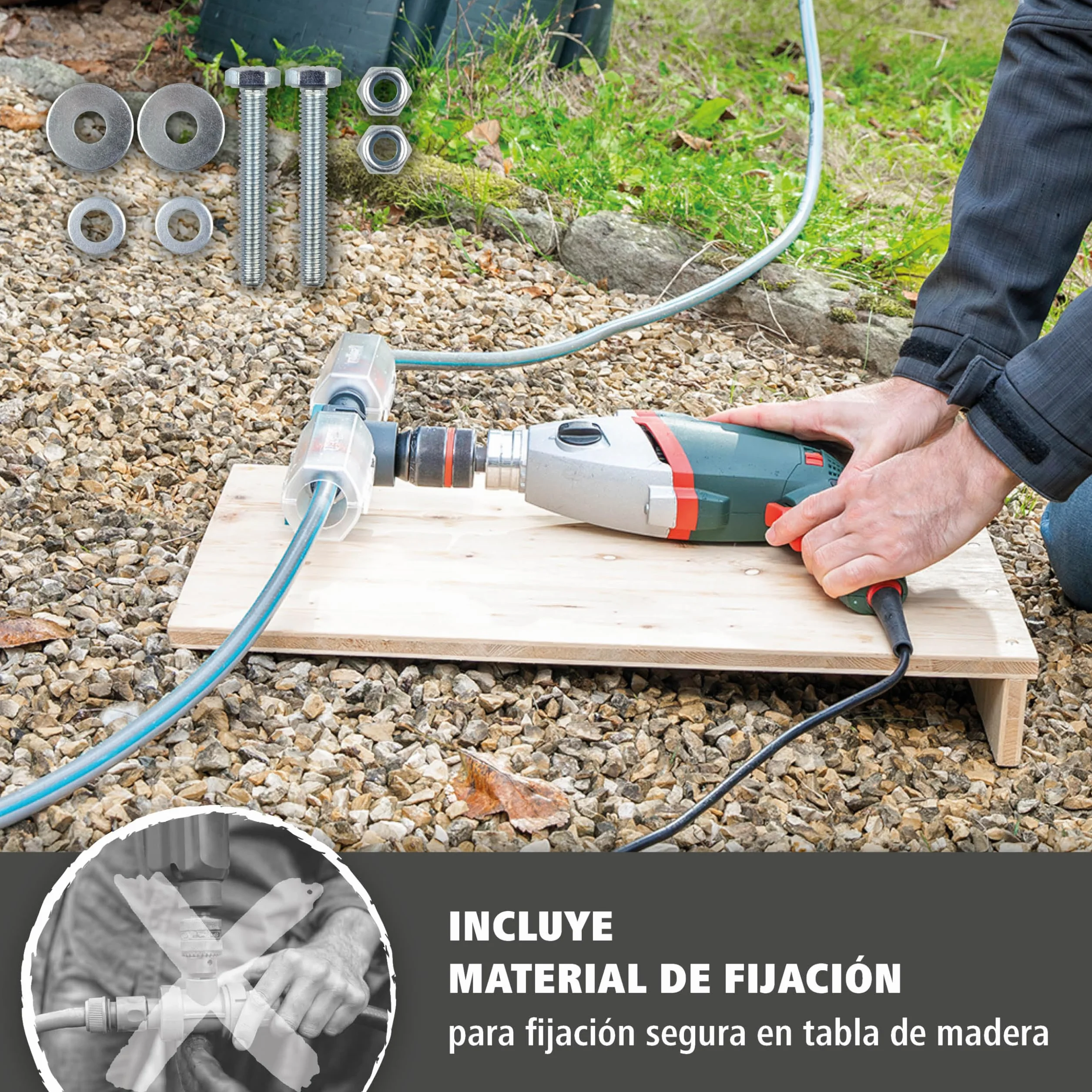 wolfcraft Bomba para taladro SOLID (1300 l/h) - Para bombear volúmenes pequeños de aguas no potables - 4540000
