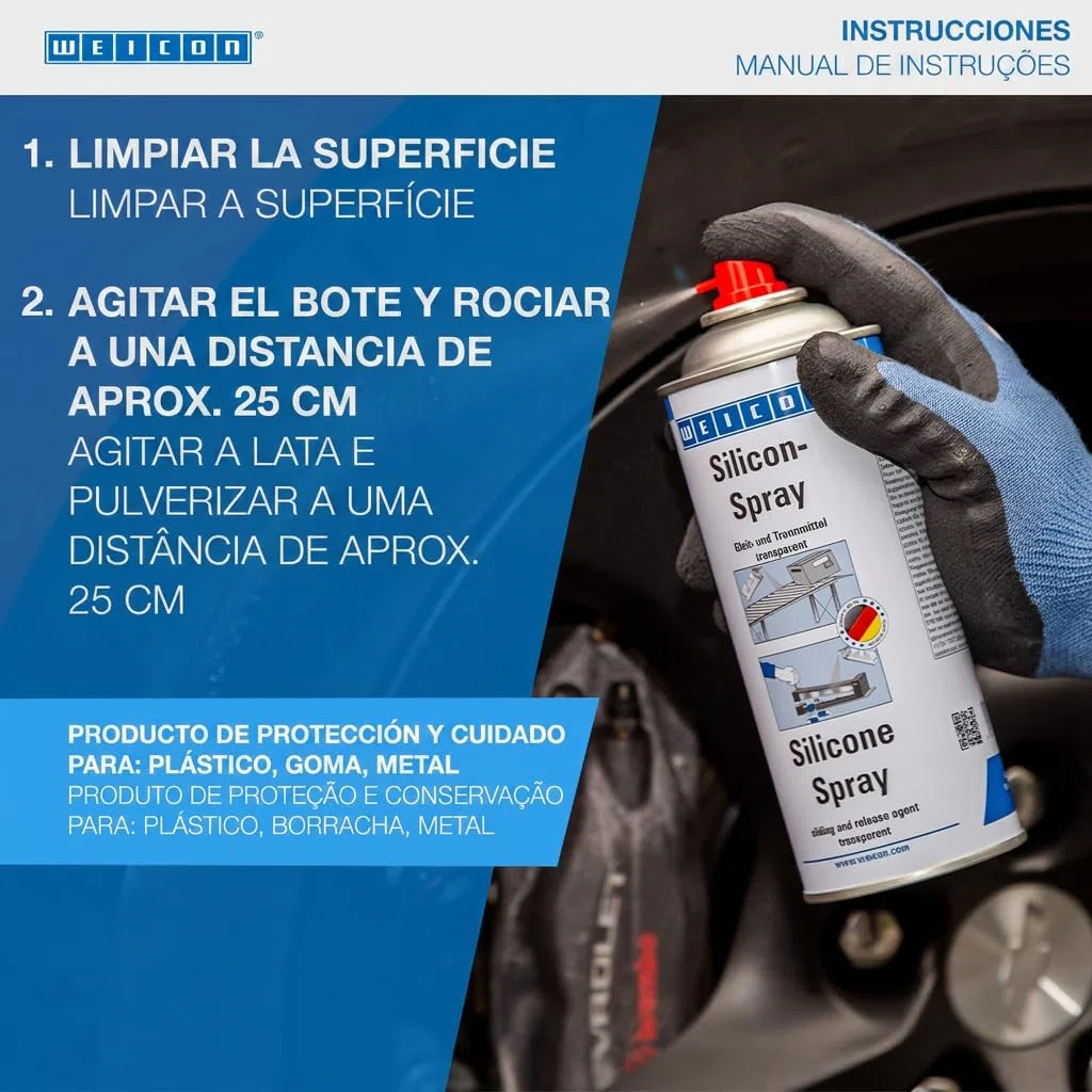WEICON Spray de Silicona | 400 ml | Lubricante y Antiadherente | Transparente