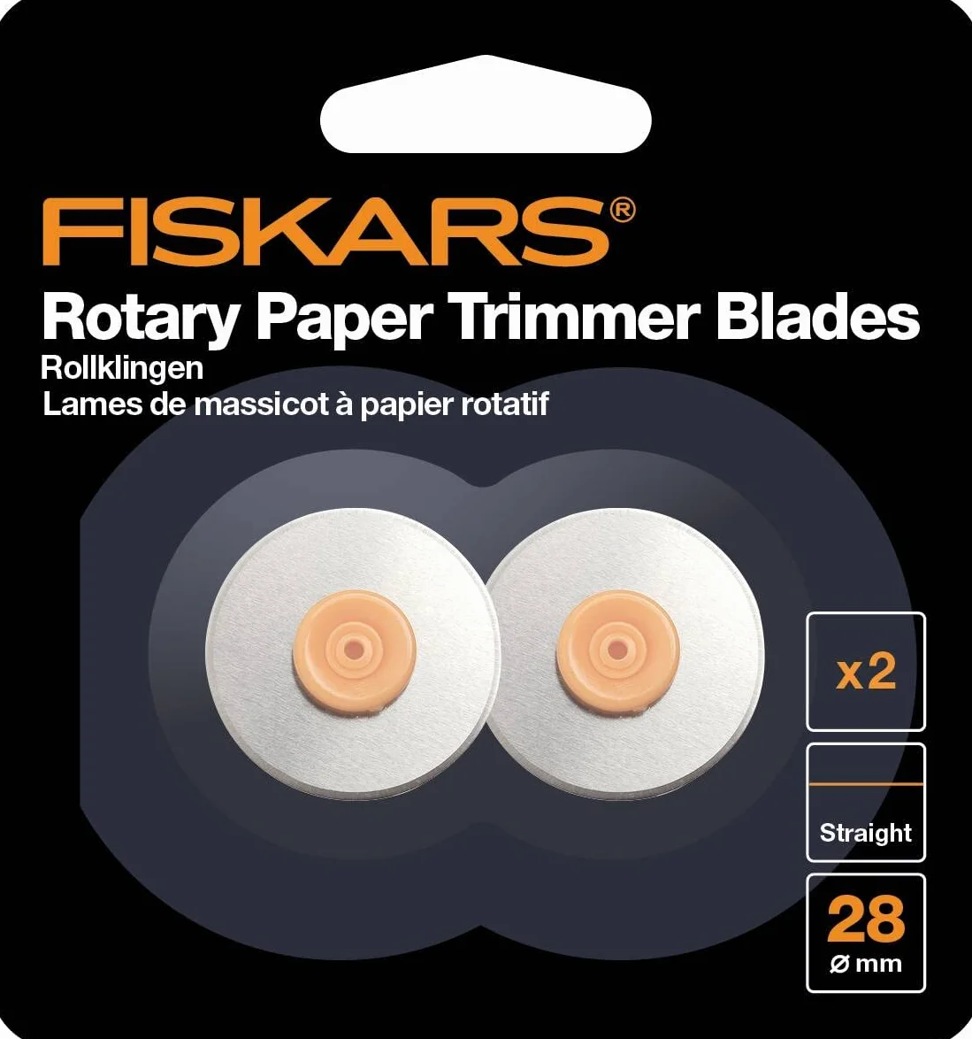 Original Fiskars Cuchillas Rotatorias de repuesto, Ø 28 mm, 2 unidades, Corte recto, 1003920