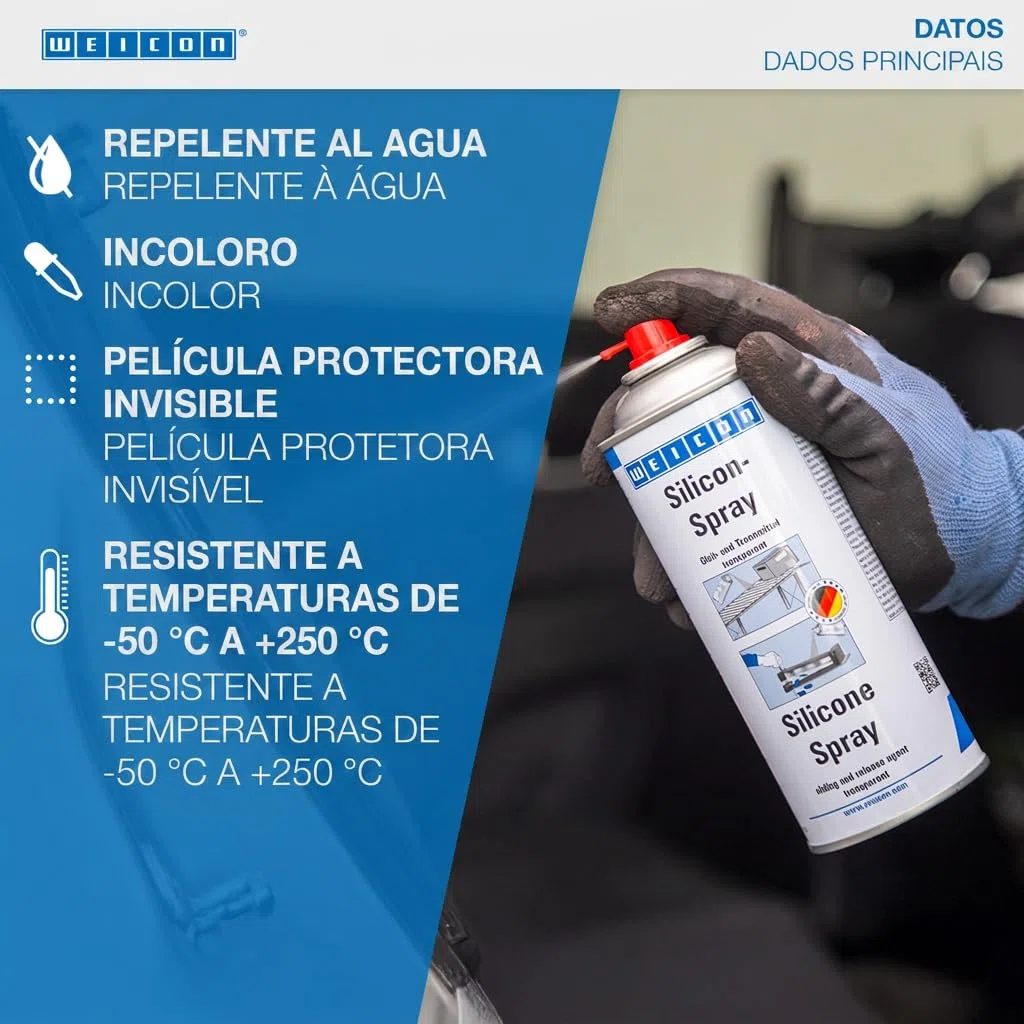 WEICON Spray de Silicona | 400 ml | Lubricante y Antiadherente | Transparente