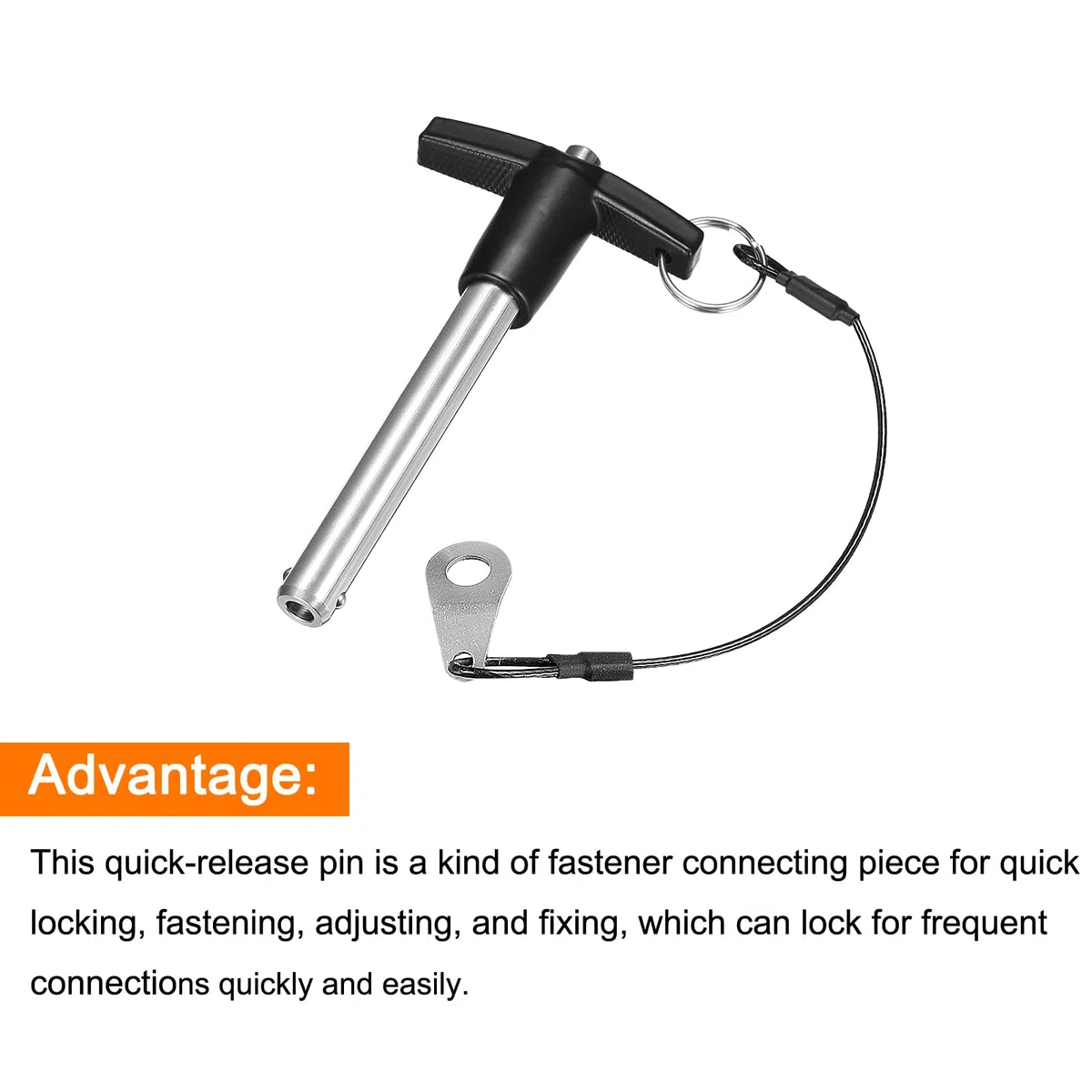 QUARKZMAN T Mango Bloqueo Pasadores, 25/64" Pasador Diámetro 2-23/64" Uso Longitud Inoxidable Acero Empuje-Botón Rápida Liberación Pasador con Cordón Cable (10mm-60mm)