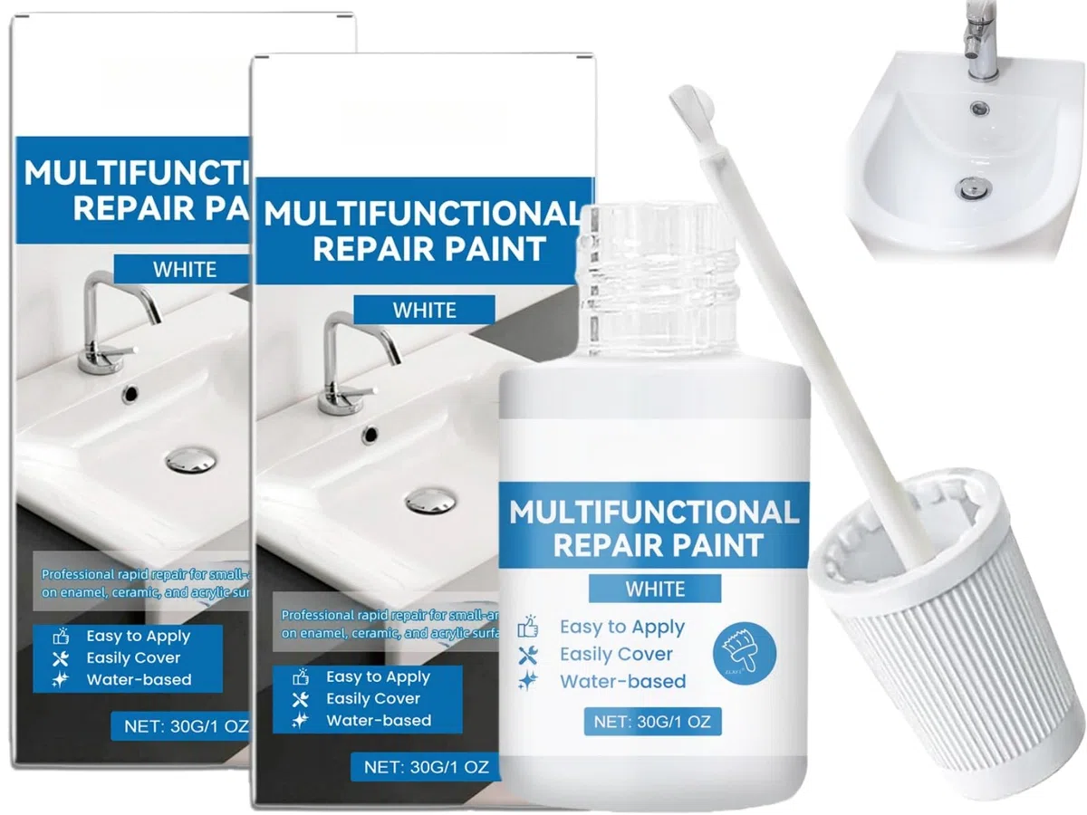 Pintura para Reparación de Baño,2pcs Pintura para Bañera Blanca y Cerámica,Pintura de Retoque para Pared,Pintura Blanca Repara Pequeños Defectos en Bañeras,Pinturas Para Bañera Blanca