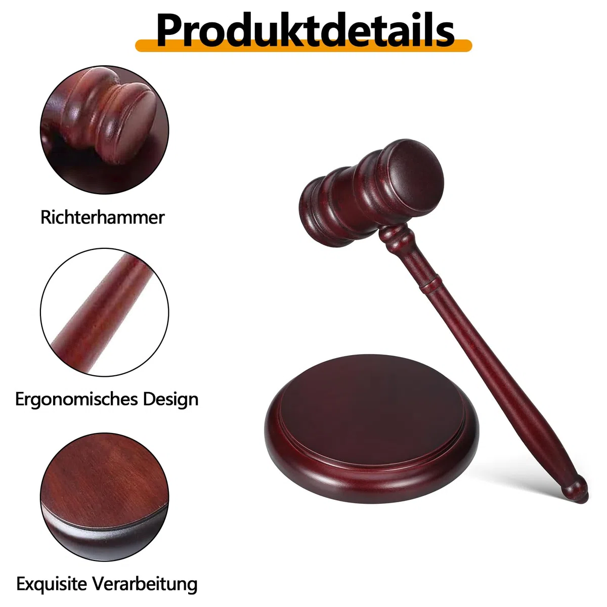 Subasta Martillo Conjunto, Mazo de Juez de Madera, Mazo de Juez de Madera, Mazo de Juez de Madera, Mazo de Juez de Madera con Base, para Reuniones de Subastas de Estudiantes, Abogados y Jueces