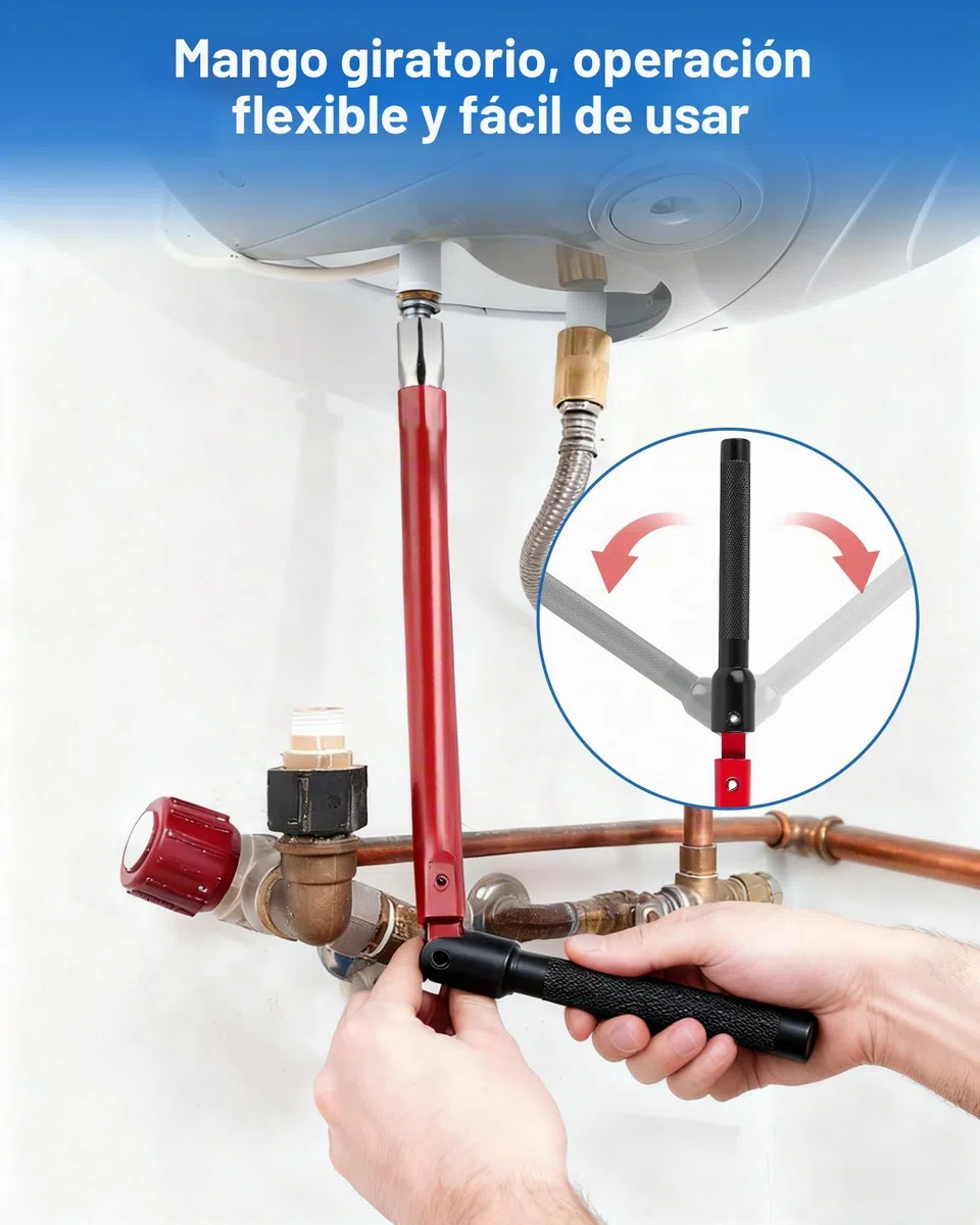 Herramienta lavabo, llaves de tubo y llave grifa para grifo de pie y asiento WC, ajustable 8–12 mm, robusta para grifería e instalaciones sanitarias.
