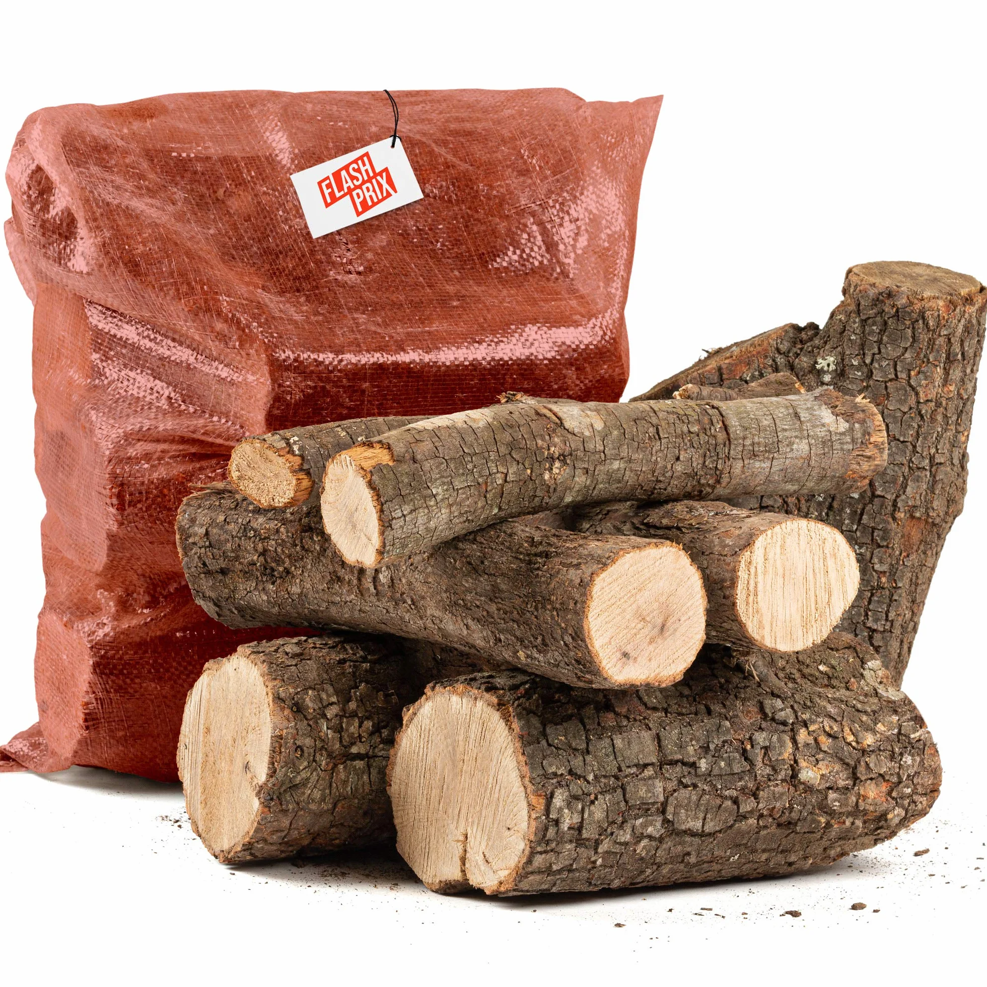 Leña Encina Seca Ecológica Cortada en Troncos Medianos para Barbacoa, Chimenea, Caldera y Estufa, Saco de 12Kg