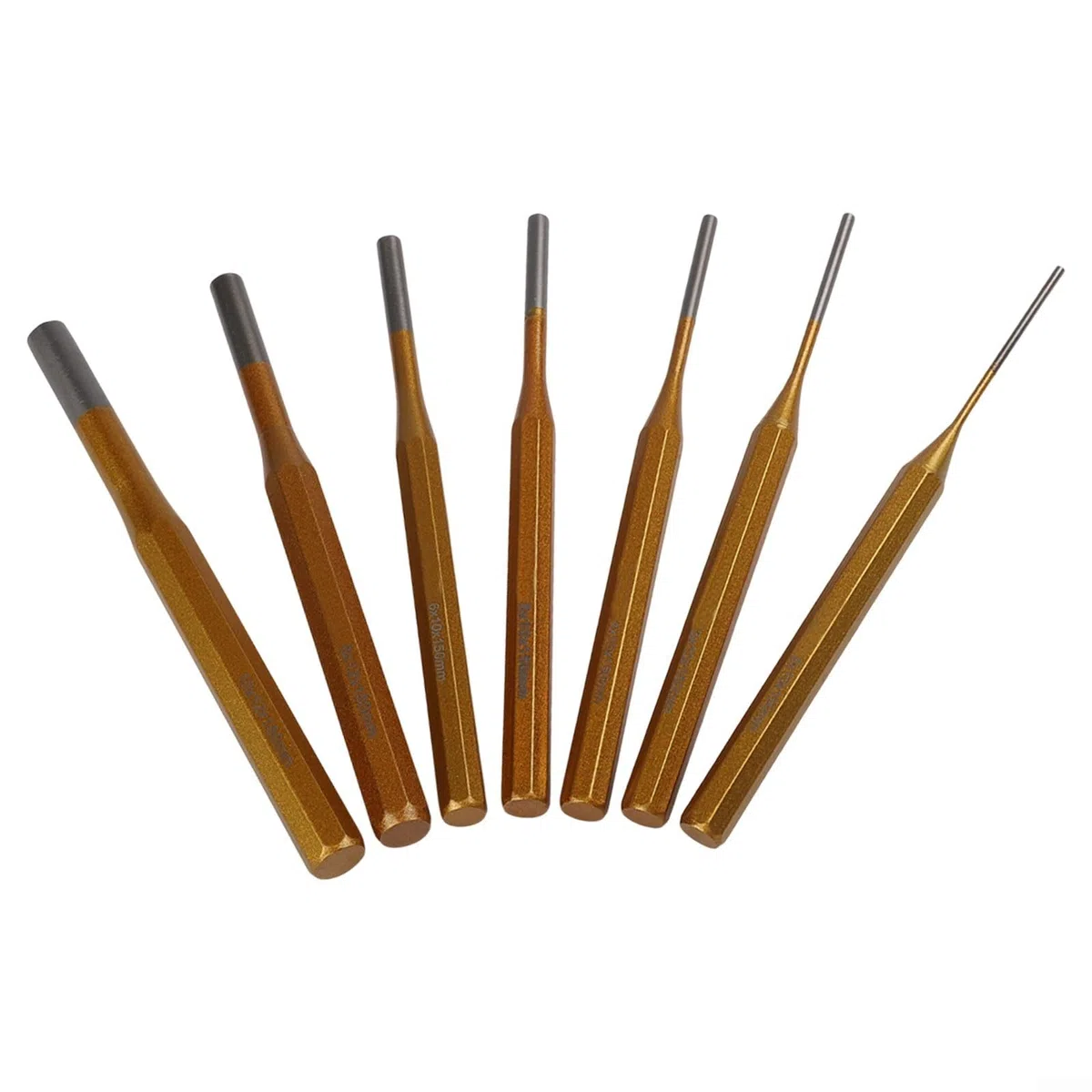 Juego de 7 punzones de aleación de acero, 2 mm a 10 mm de diámetro (2/3/4/5/6/8/10 mm), 150 mm de longitud, cincel y perforador cónico resistente para reloj Rep