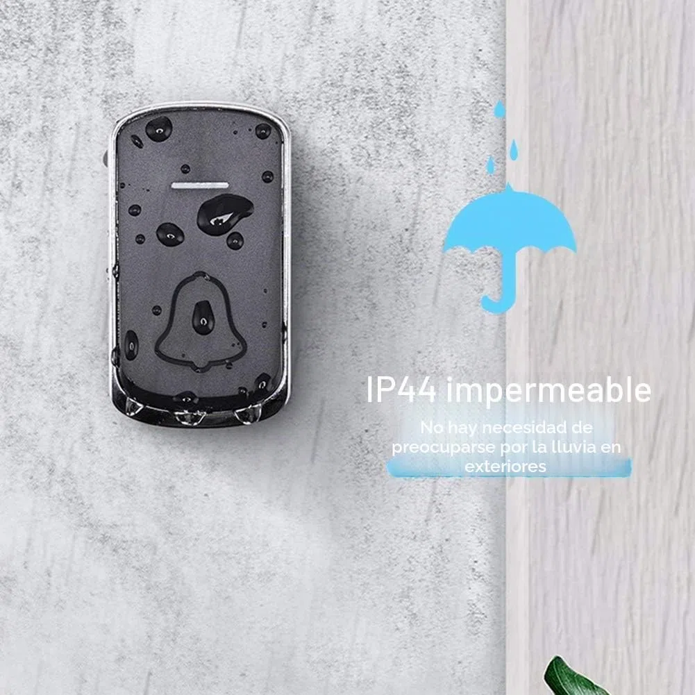 Timbre Inalámbrico para Puerta - 300m Timbre Inalámbrico Exterior Impermeable con Indicador LED, 58 Melodías, 4 Volumen Ajustable para Puerta Casa Oficina Hotel Casa y Más