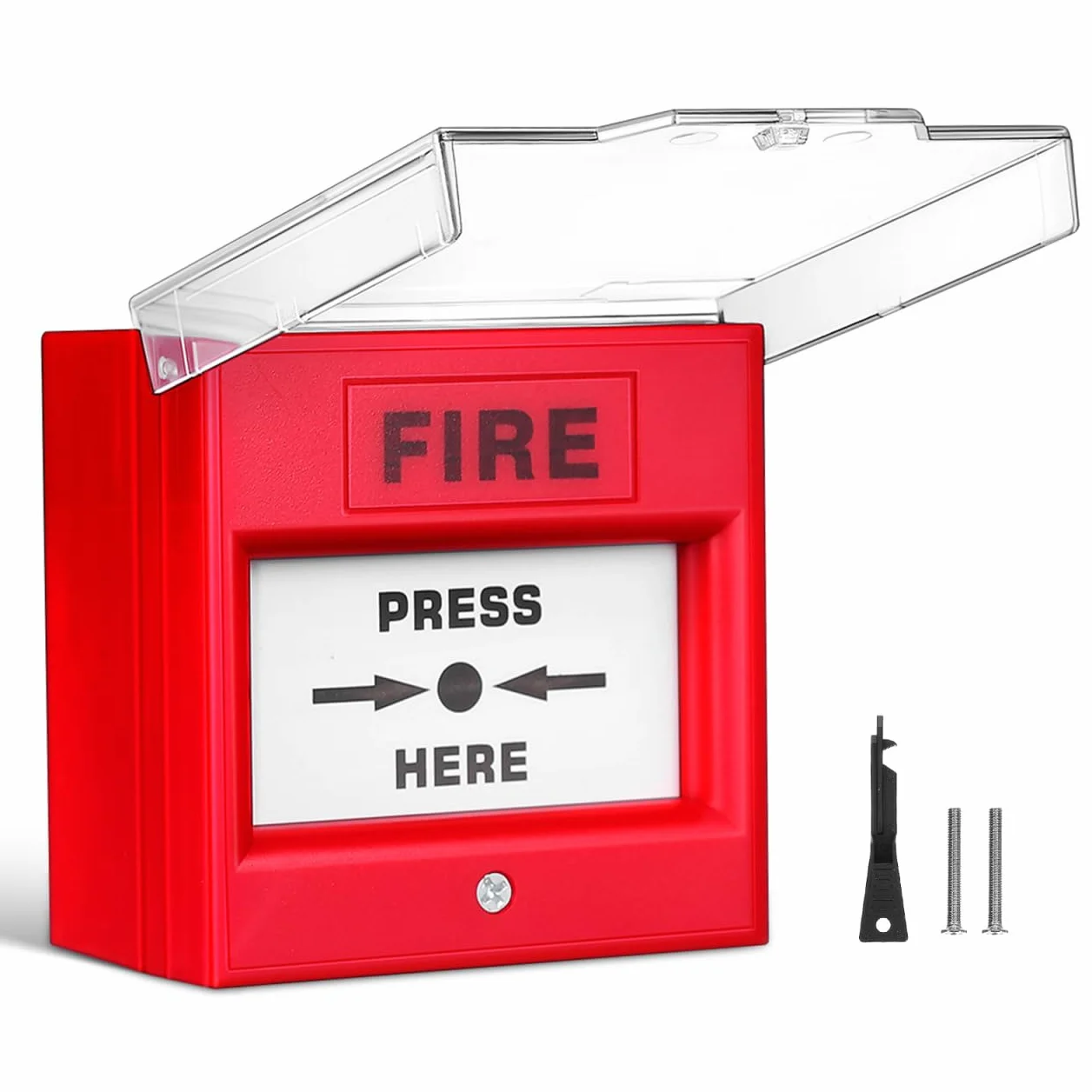 UKCOCO - Botón de alarma contra incendios de cristal con desbloqueo manual de emergencia, controlador eléctrico para hogar, oficina y públicos, diseñado para activación rápida