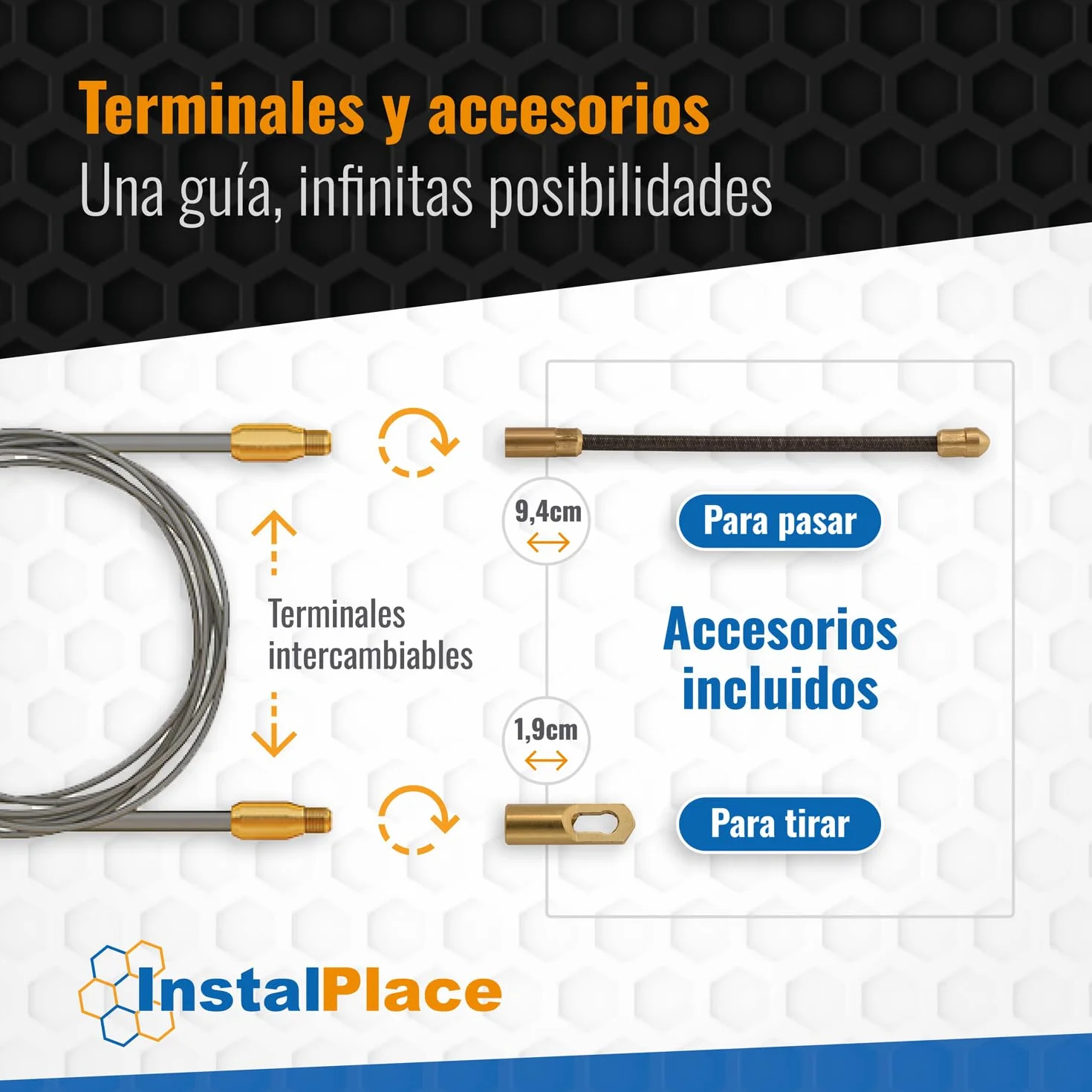 Pasacables | Terminales Intercambiables con Accesorios | Triple Trenzada | Diámetro 4mm | 15m