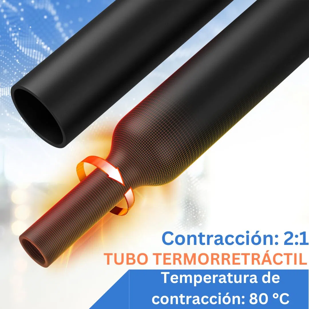 Gocableties - Tubo termorretráctil negro de - 3,2 mm x 11 m - Relación de contracción 2:1 - Tubos termorretráctiles impermeables para aislamiento de cables, marcado, agrupación de cables