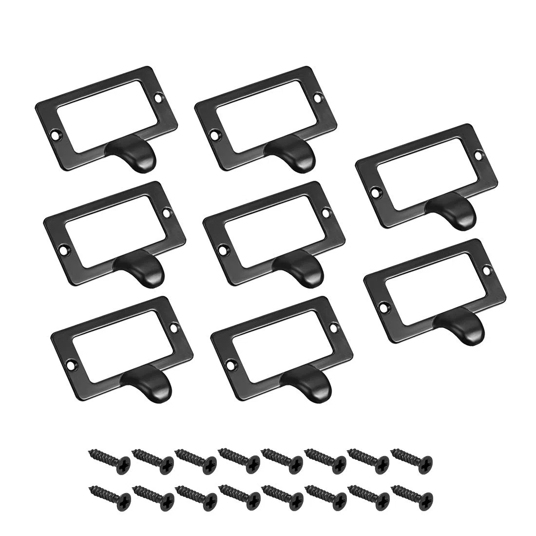 sourcing map Etiqueta Soporte Tirador Asas, Vintage Zinc Aleación Etiqueta Marco Cajón Perillas para Gabinete Armario, Negro 59x44mm Paquete 8 w Tornillos