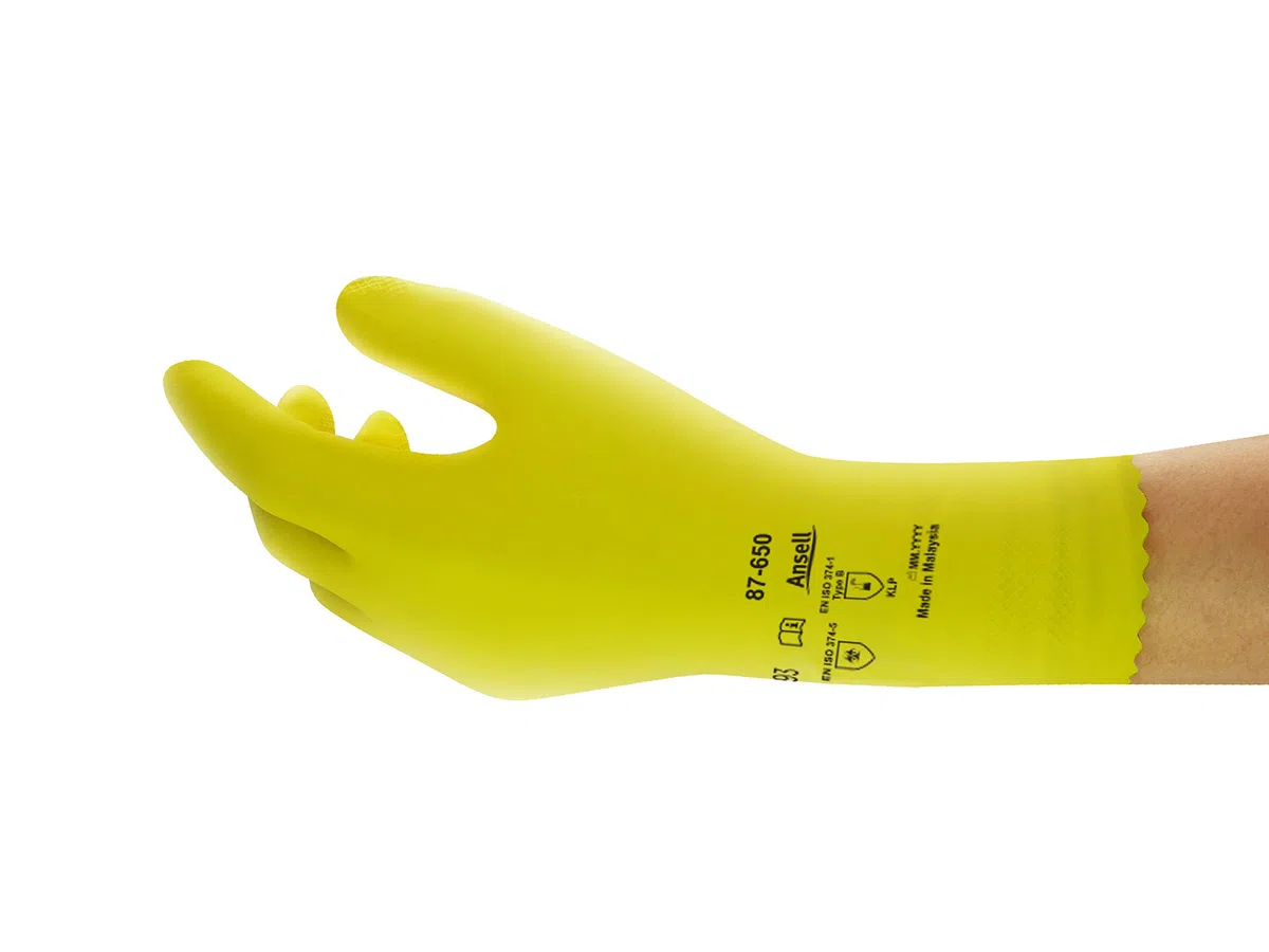 Ansell Alphatec 87-650 Guantes de Trabajo Multiusos, Resistencia Química, Destreza y Sensibilidad Táctil, Fino y Flexible Diseño, Talla L (12 Pares)