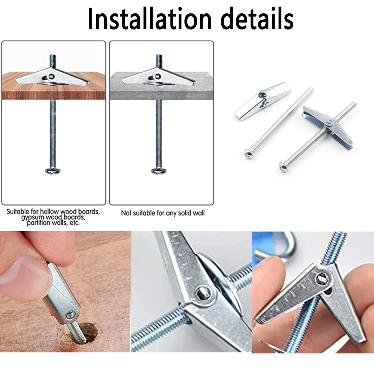 15 Pcs Tacos De Yeso Para Placas y Pared, Tornillos De Expansión M4, Tornillos Adicionales y De Palanca De Hardware, Para Instalación En Techo