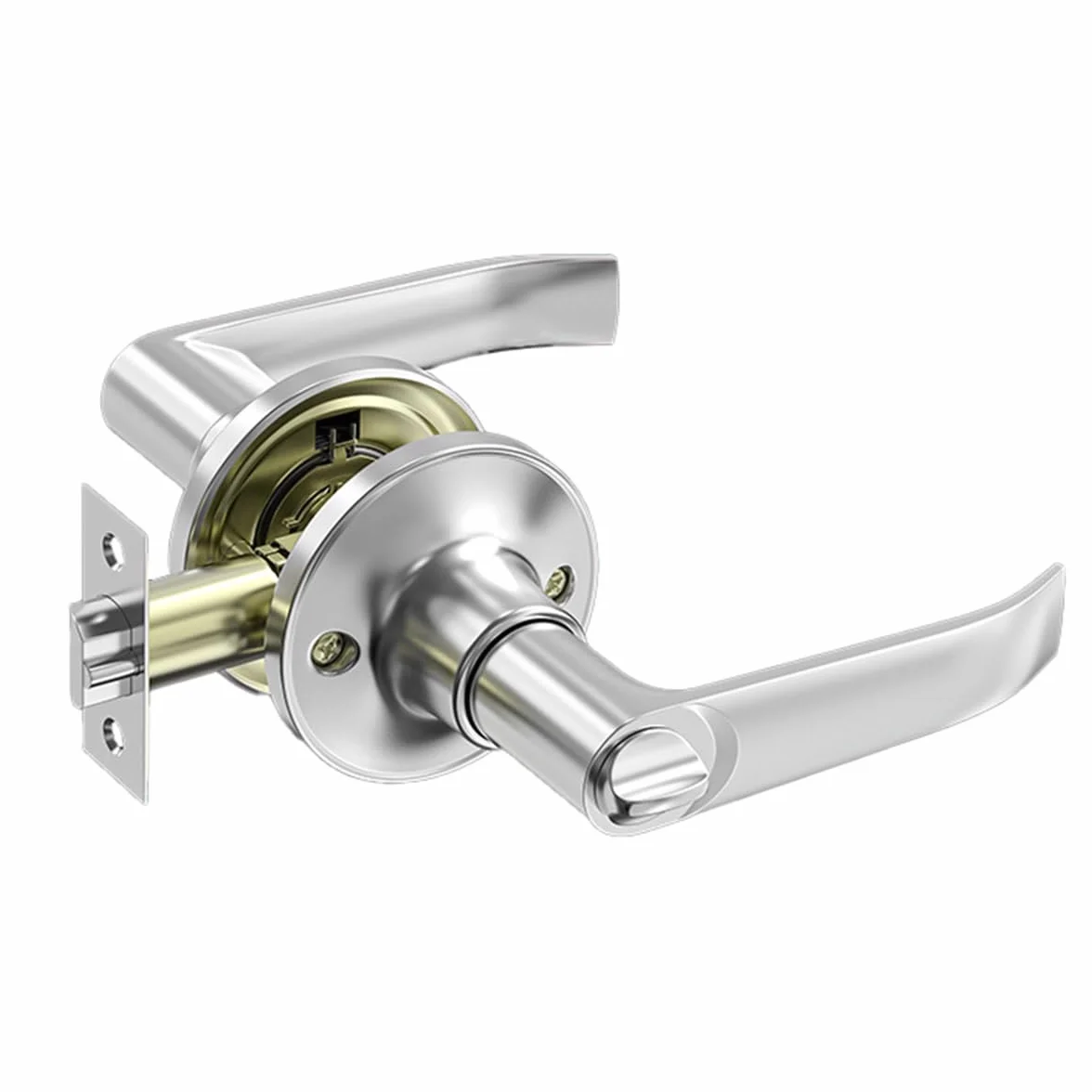 Qrity Juegos de Cerradura de Manilla Redonda, Pomo de Puerta Interior con Cerradura y Llave, para Puerta Zurda o Diestra, Picaporte de Entrada 60/70 mm-Plata