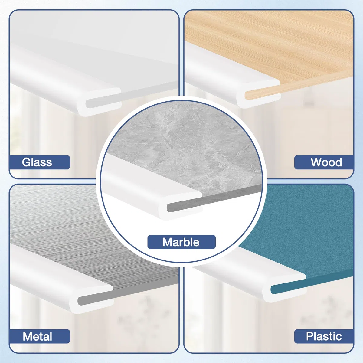 Junta de goma adhesivo protector de borde blanco perfil de goma en u junta para puerta coche cristal metal (3m, 2mm)