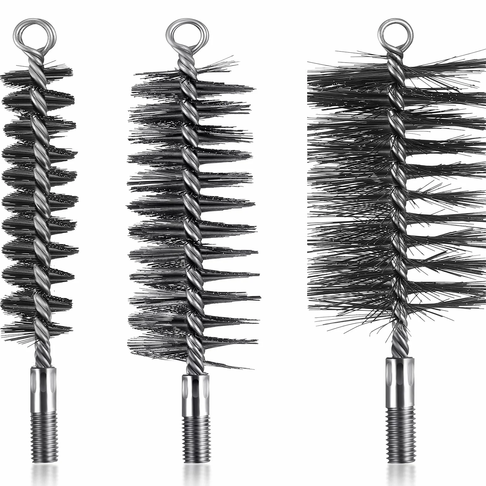 3 Cepillos para Tubo de Estufa Cepillos de Limpieza de Chimenea Deshollinador de Chimenea de Calderas de Calefacción Redondo de Alambre de Acero Resistente para Hogar (30 mm, 50 mm, 80 mm)