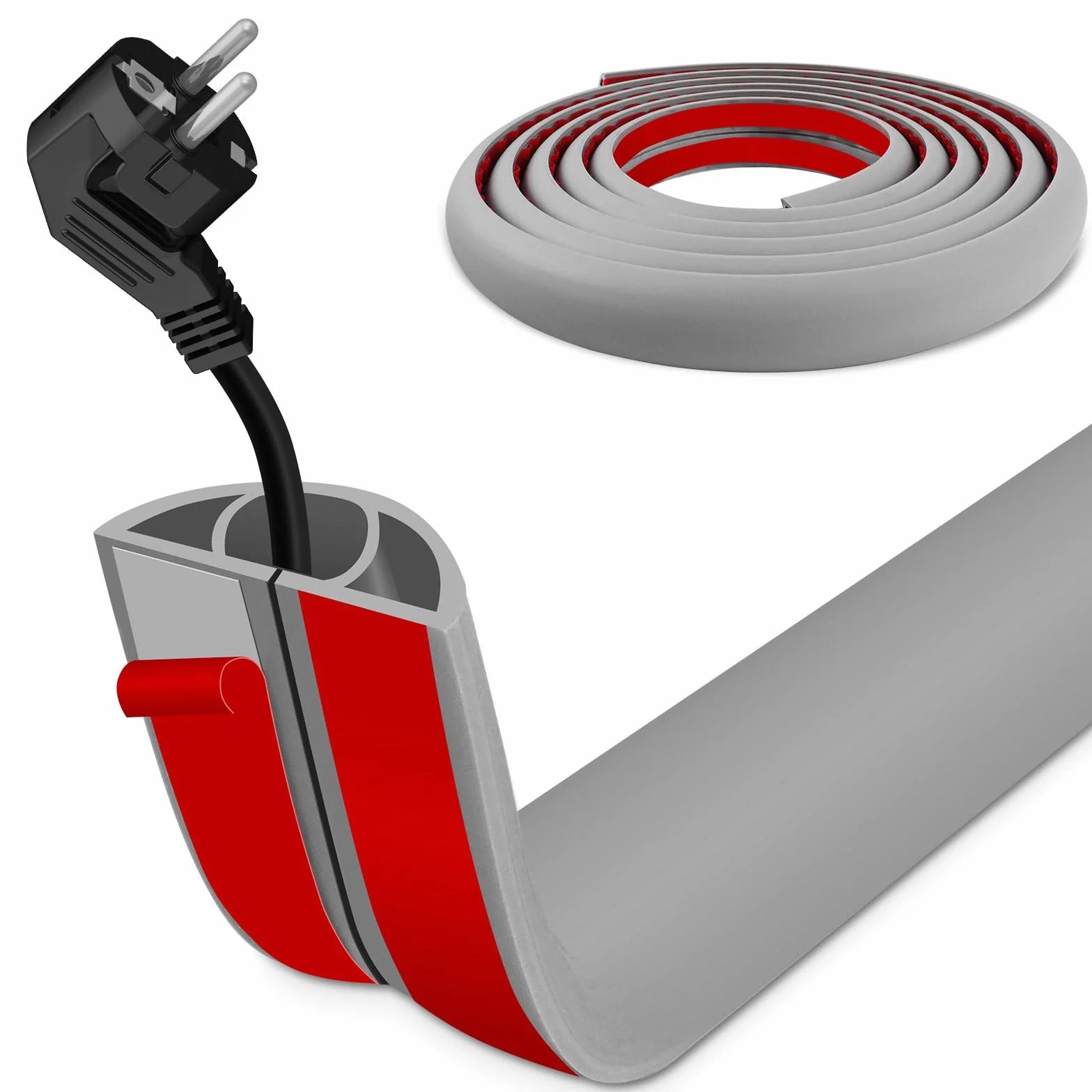 Cubierta de alambre de suelo autoadhesiva de 3 m para proteger el suelo, cubierta de cable para evitar peligros de tropiezos, adecuada para el hogar, oficina, fábrica, almacén y otros lugares
