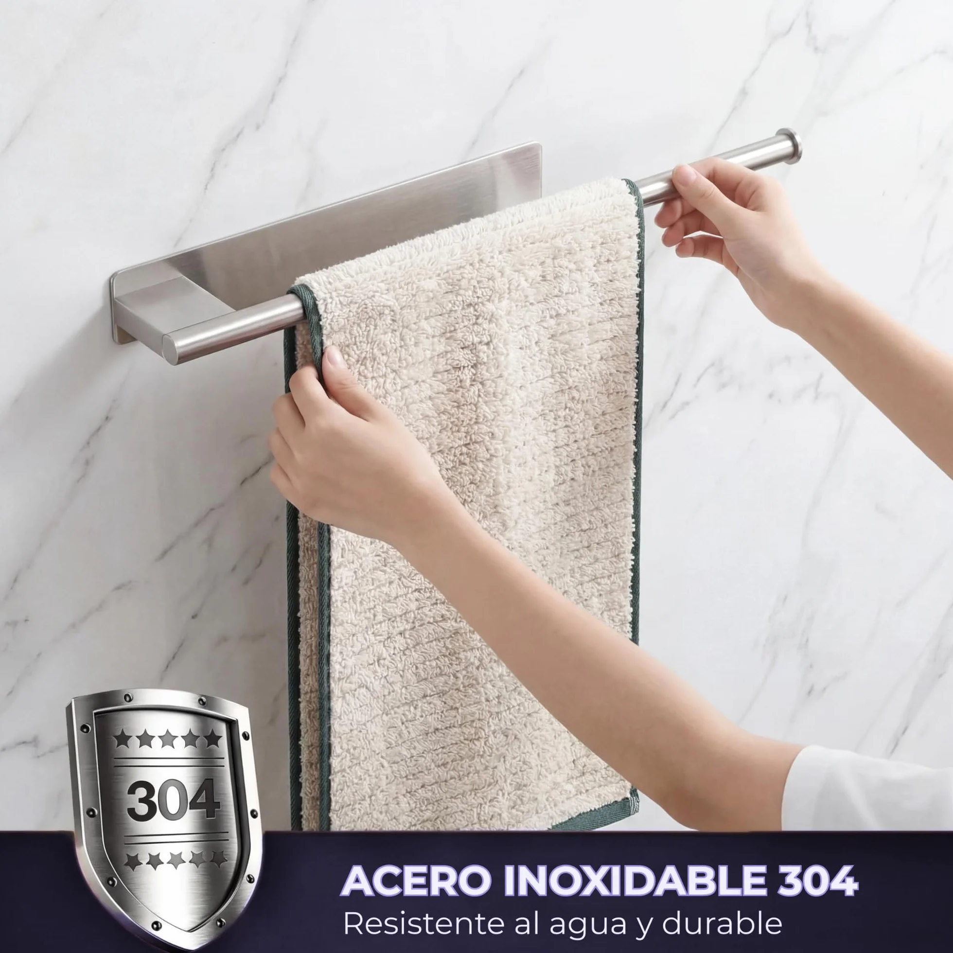 Toalleros de Baño sin Taladro Extensible 25-39 cm Acero Inoxidable 304 Adhesivo