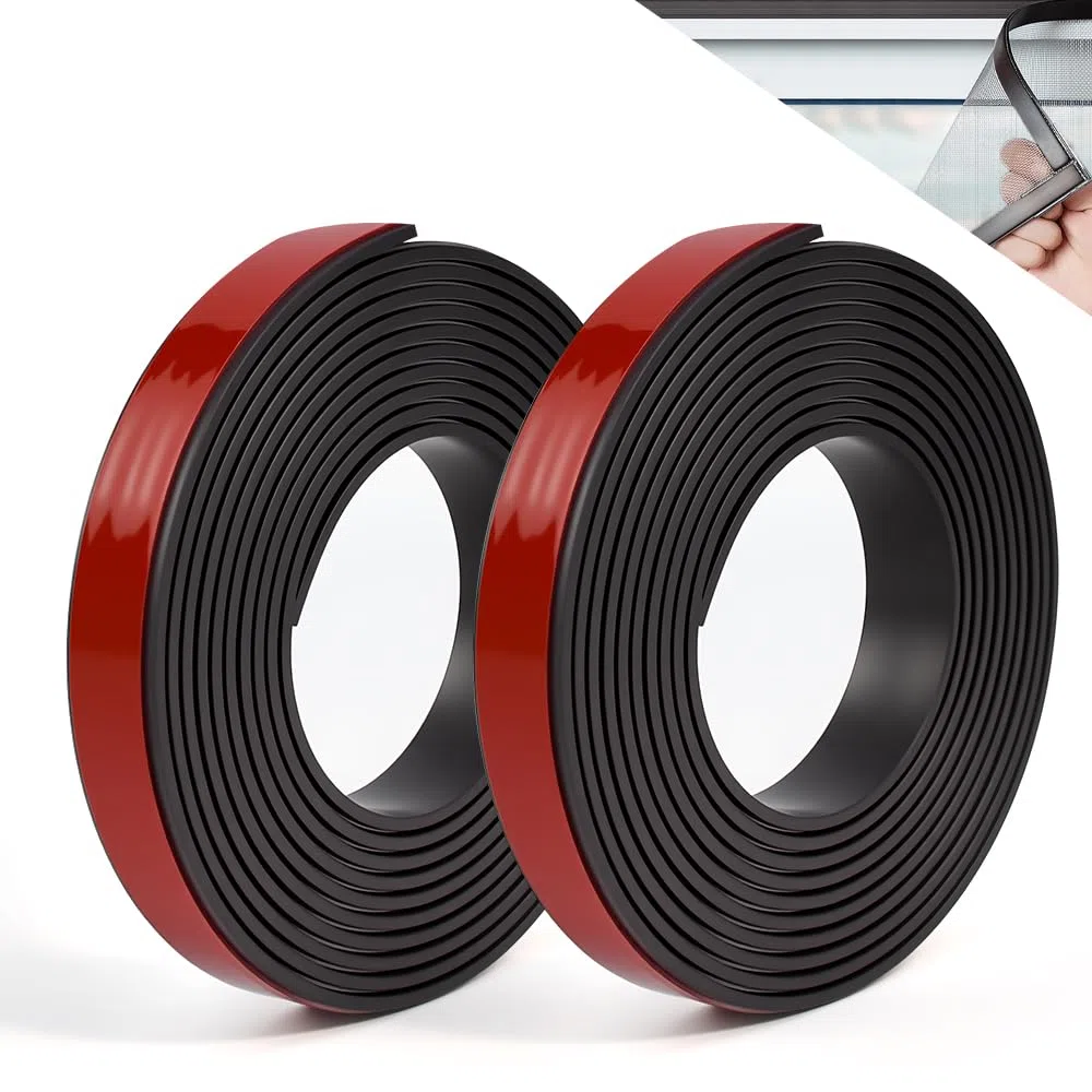 BUZIFU 2 Rollo Cinta Magnética para Mosquiteras 12,7mm x 2m, Cinta Magnética Adhesiva A+B, Tiras Magnéticas para Mosquiteras, Banda Magnéticas Adhesiva para Mosquitera, Imanes para Mosquitera Ventana