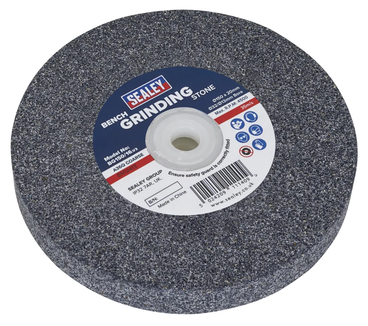 Sealey BG150/16 moler piedra 150 x 20 mm, 32 (13) mm Bore a36q grueso