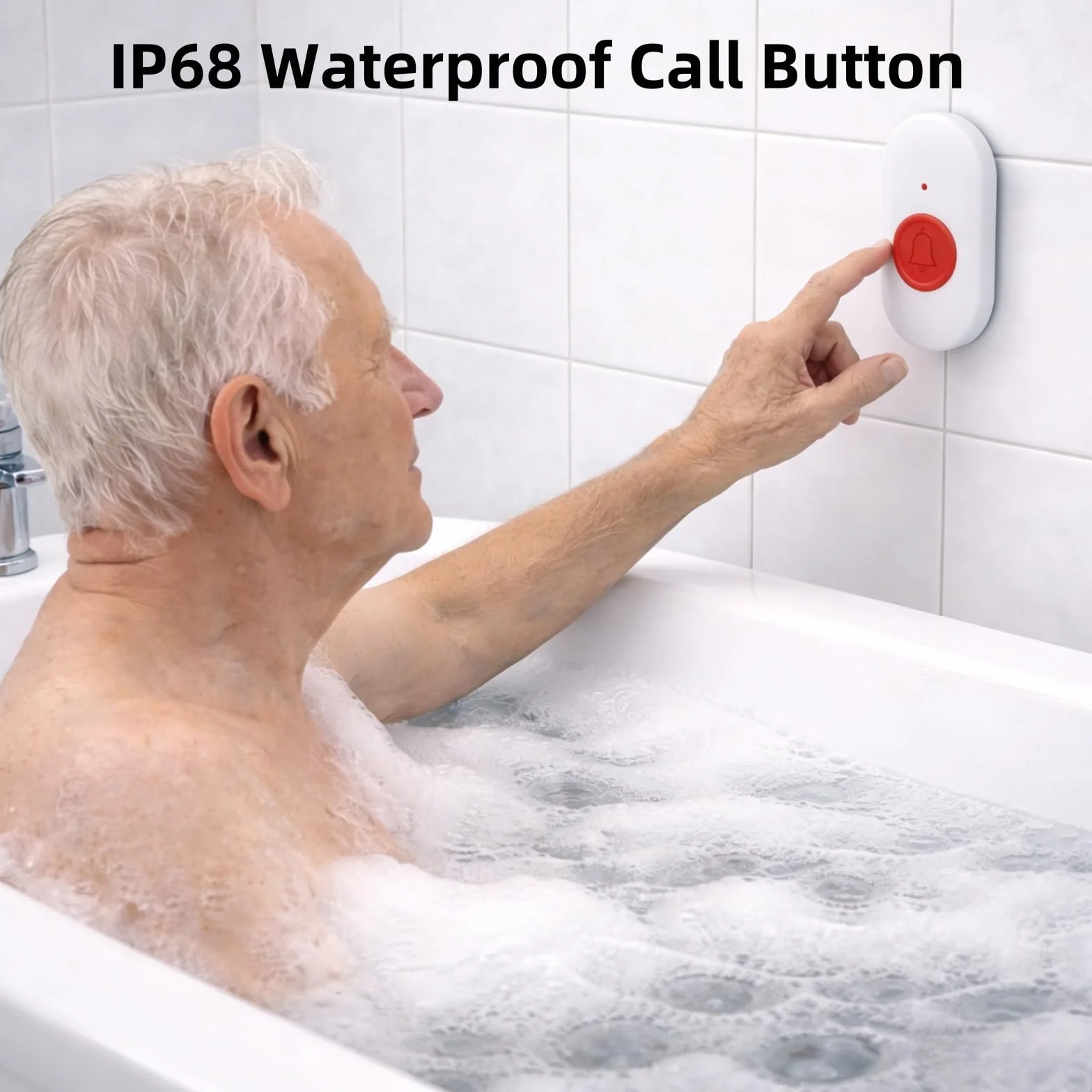 Botón Emergencia Ancianos Mayores, Sistema Llamada SOS 58 Tonos Impermeable Alarma