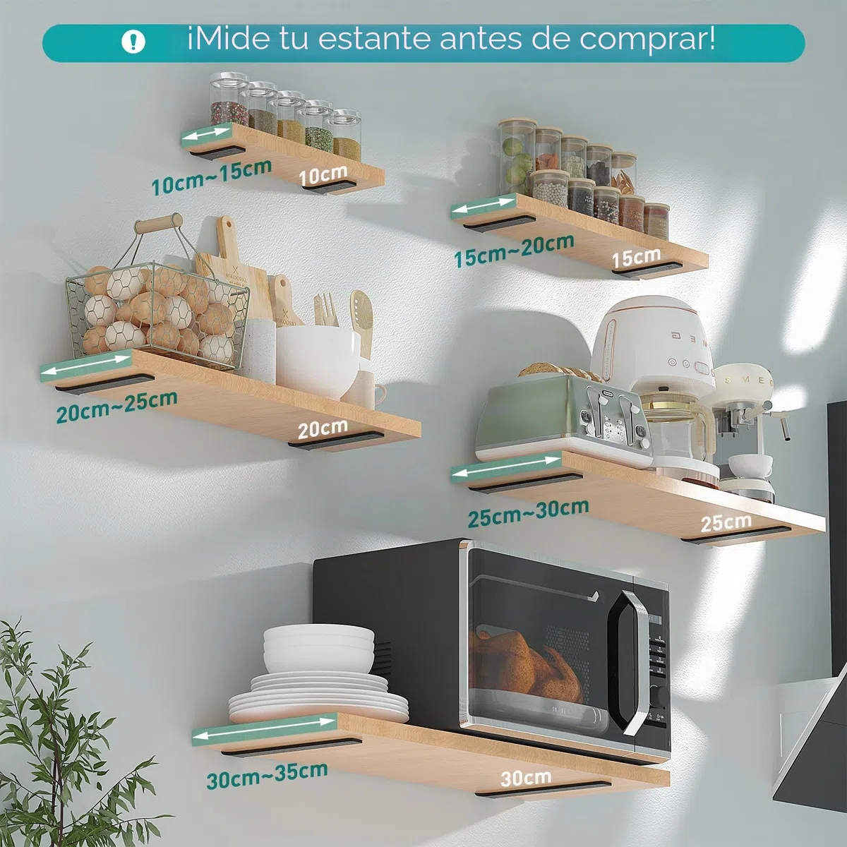 Yeabett 4 soportes para estanterías de 10 cm, metal con tornillos, capacidad de carga de 70 kg, color negro