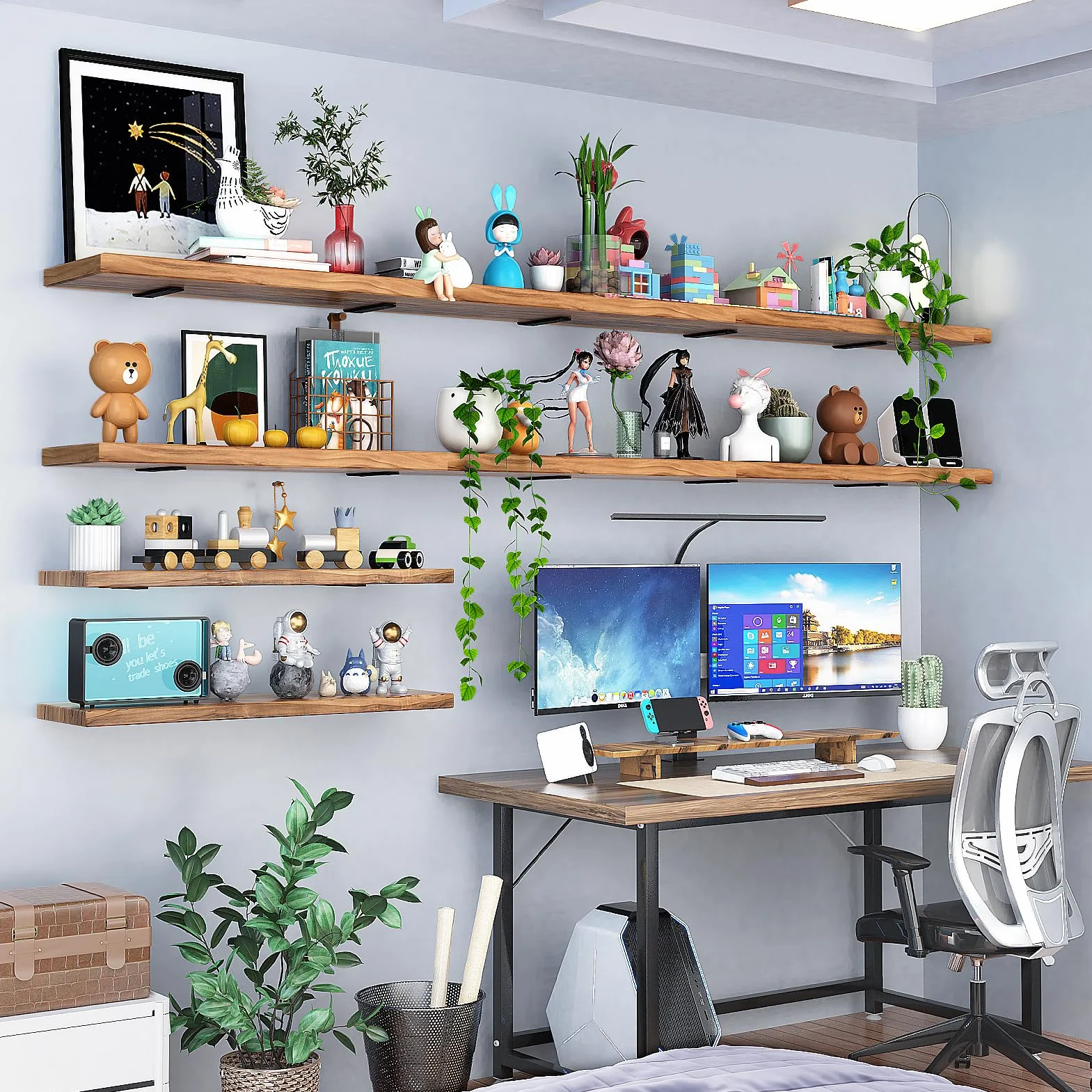 Yeabett 4 soportes para estanterías de 10 cm, metal con tornillos, capacidad de carga de 70 kg, color negro