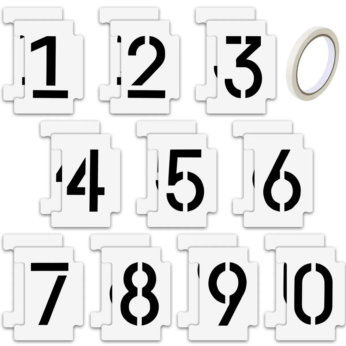 20 Piezas Kit de Plantillas de Números 0-9 Curb Stencil Números de Plástico Mylar de 14 Mil y 4 Pulgadas de Alto con Cinta Adhesiva para Pintura Direcciones de Buzones