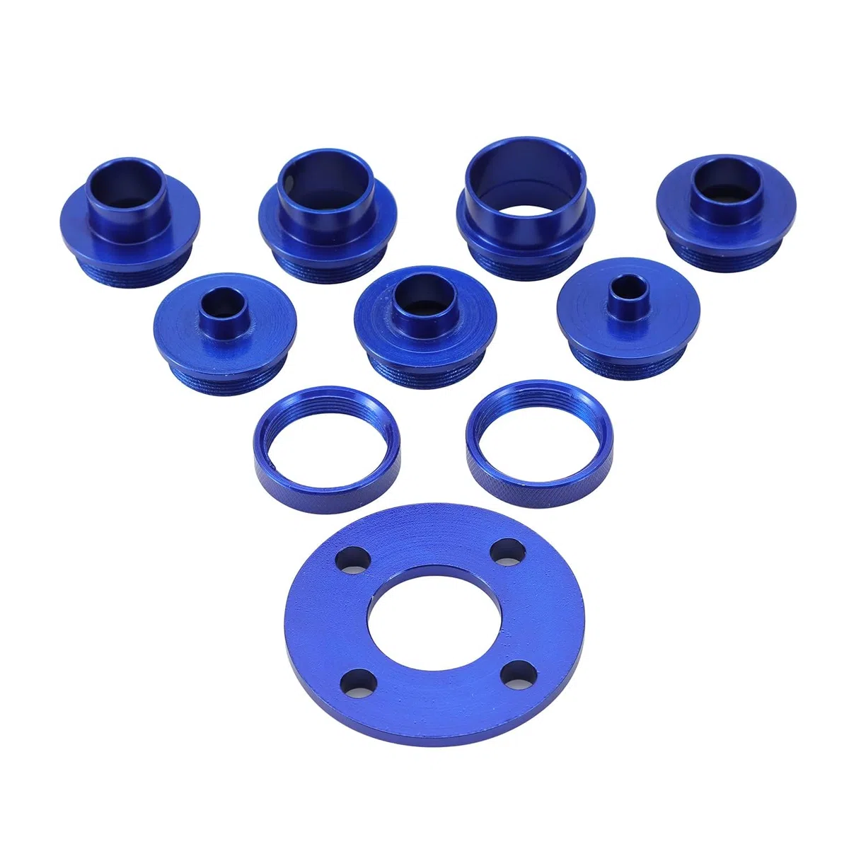 KATSU Juego de Bujes de Guía de Enrutador de Aleación de Aluminio 10 Piezas 10-30mm Métrico Plantilla de Enrutador de Alta Precisión Tuerca de Bloqueo y Kit de Adaptador 105438