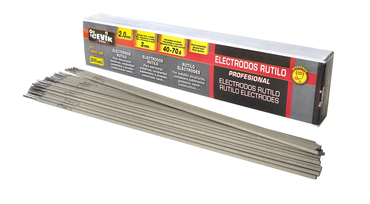 CEVIK PRO - Electrodos Soldadura 2,0 mm - Pack 200 Unidades - Soldadura MMA - AWS E6013 - Rutilo Accesorios Soldadura Electrodo - Arco Estable - Fácil Encendido - Soldadura Precisa Reparaciones Finas