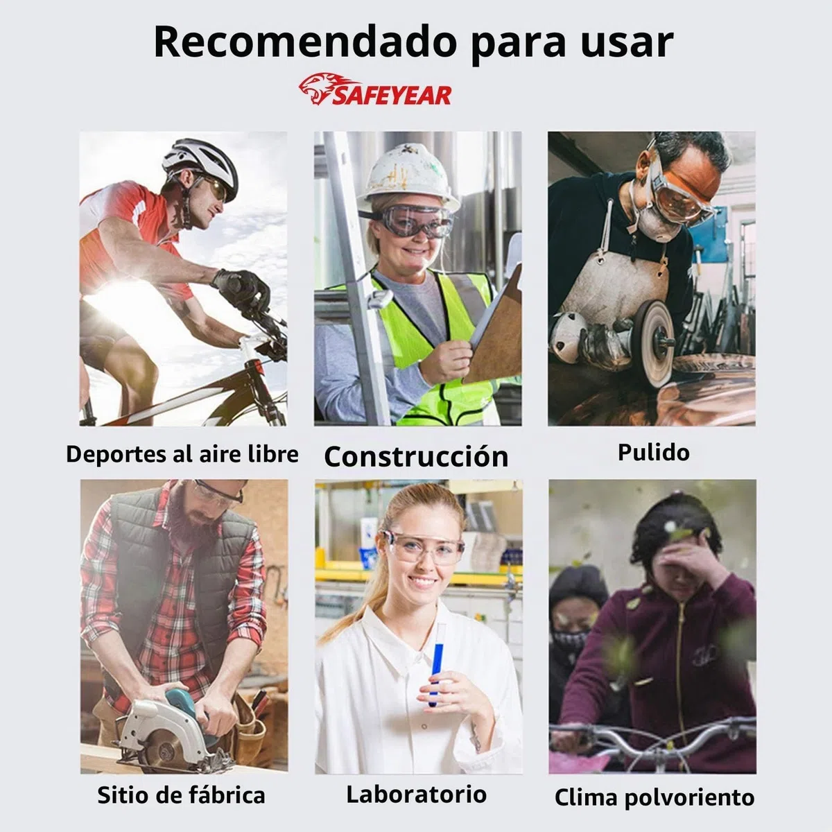 SAFEYEAR Mujer Gafas de Seguridad antirrayas, EN166, Certificación SG003, Antivaho, Protección UV, para Mujeres, Antivaho, Z87
