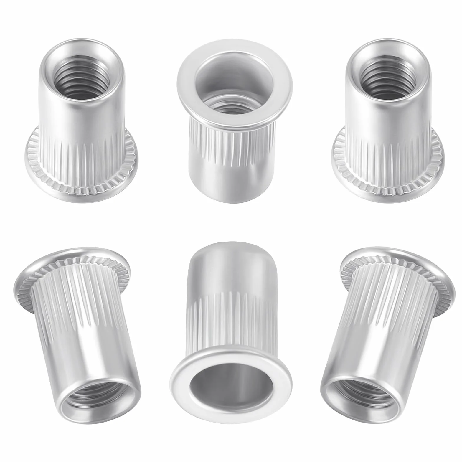 HSeaMall Tuerca remachada de acero inoxidable Cabeza plana Inserto roscado Remache Casquillo Nutsert M6 Herramienta de instalación 50PCS(M6 Type)