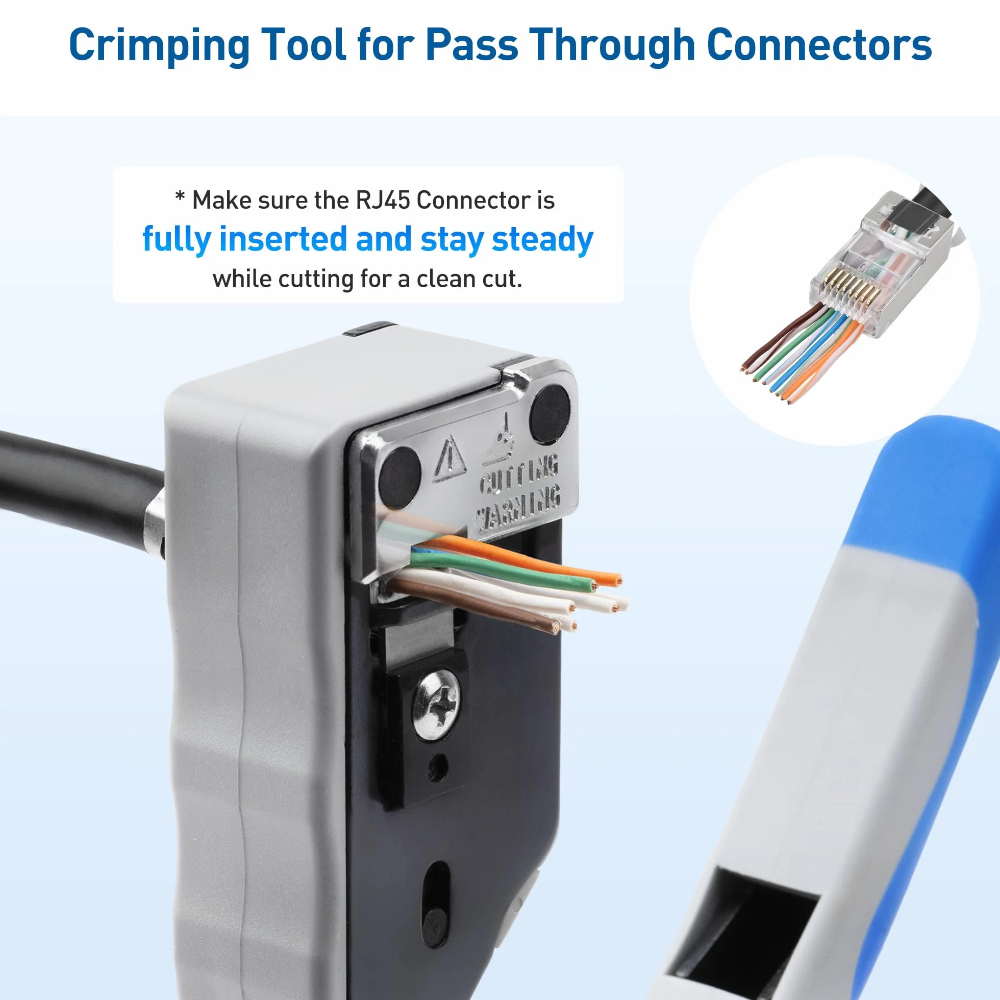 Cable Matters Herramienta de crimpado Ethernet modular todo en uno Cat 8 (herramienta de crimpado Cat5, Cat6, Cat7 y Cat8) para conectores Pass-Through apantallados.