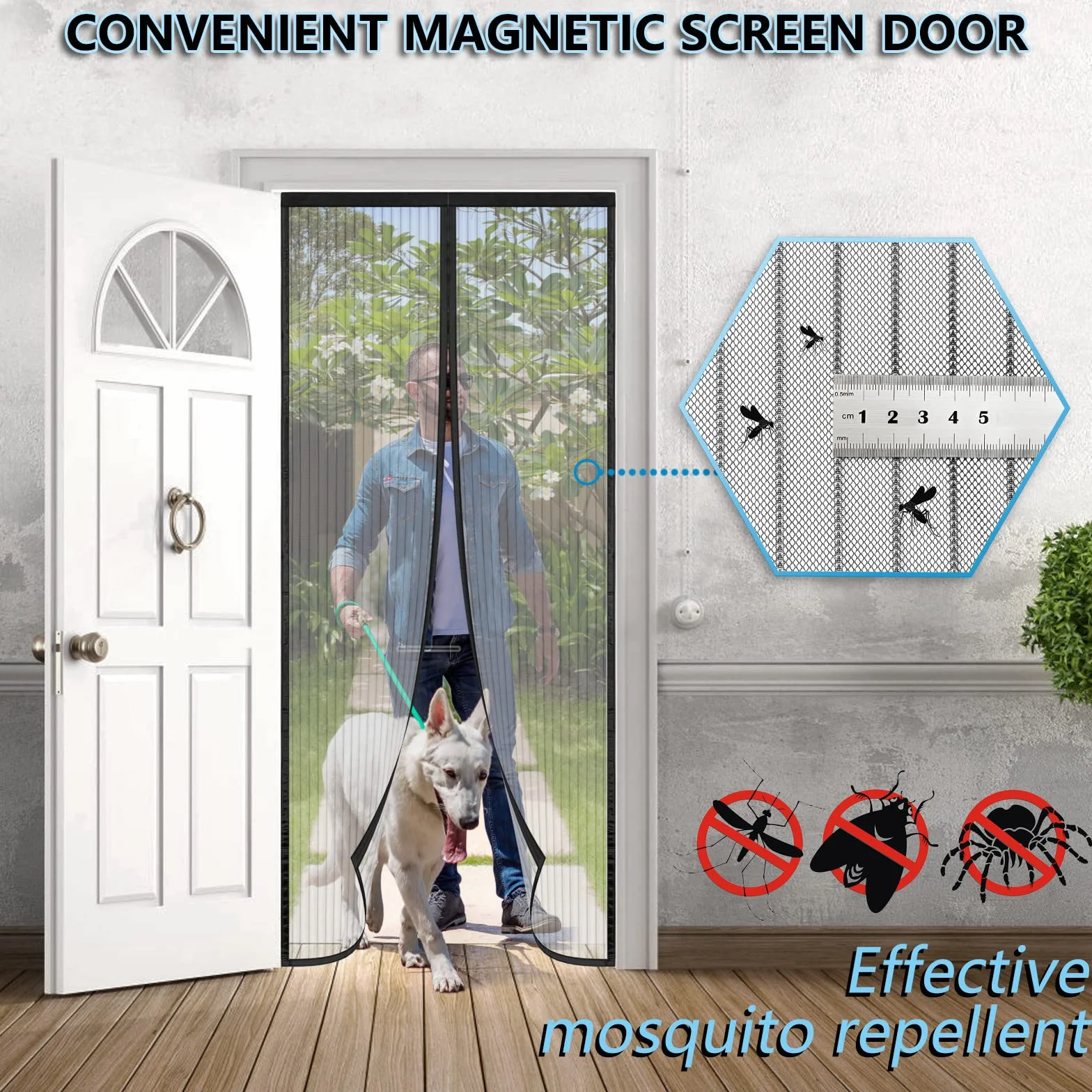 Mosquitera Puerta Magnética 80x180, SHA2WEN Mosquiteras para Puertas Negro, Disfrute del Buen Verano en Familia