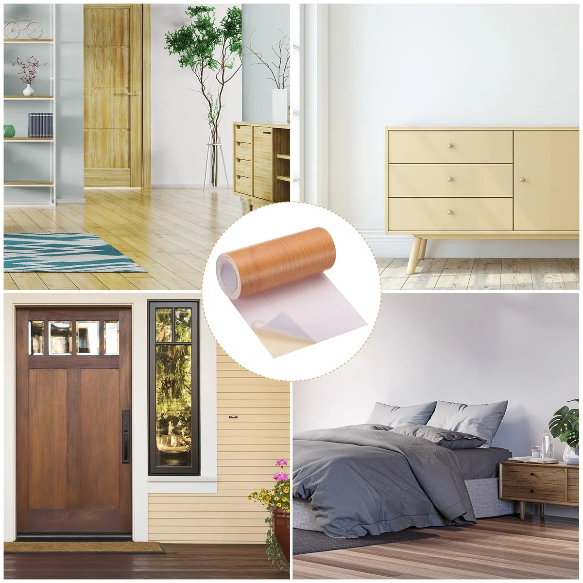 QUARKZMAN Cinta De Madera, 5.9" x33 Ft Parche Autoadhesivo De Reparación De Madera Para Zócalos, Puertas, Reparación De Pisos, Decoración Del Hogar Muebles Cereza Roja