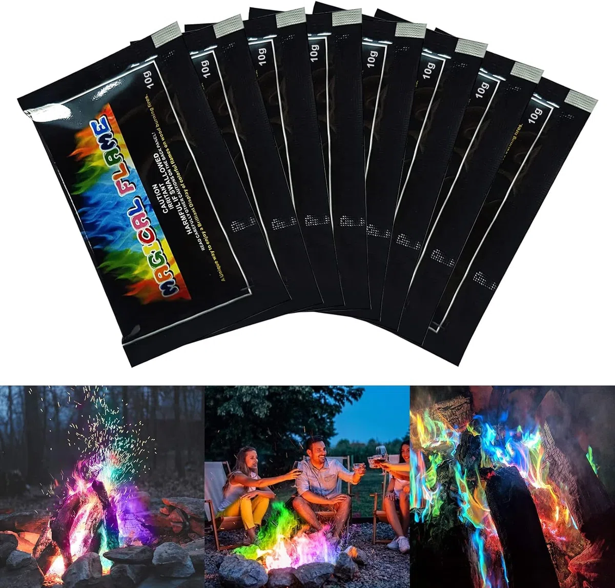 Rakiuty Polvo De Colores De Fuego, Polvo De Fuego De Color Llama, Es Adecuado para Combinar Halloween y Navidad, 80g