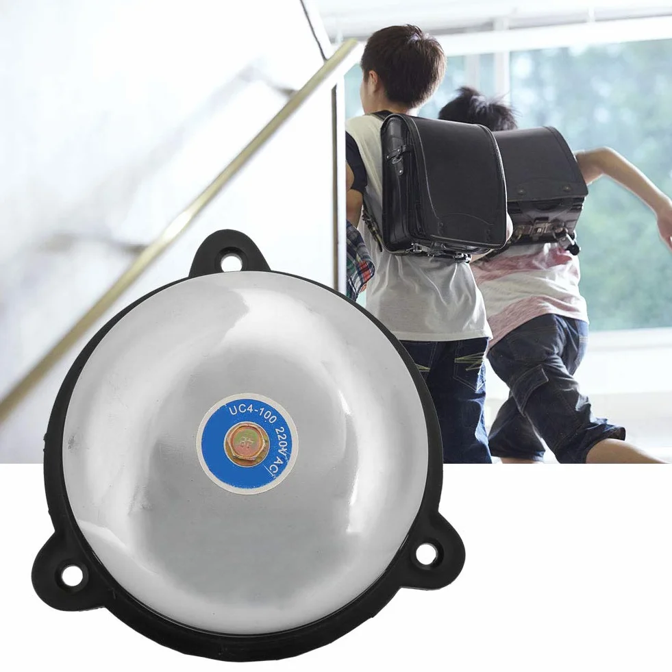 Timbre de señal, Campana de Anillo de Montaje en Pared de 4 Pulgadas Interior 220V para Escuela para fábrica