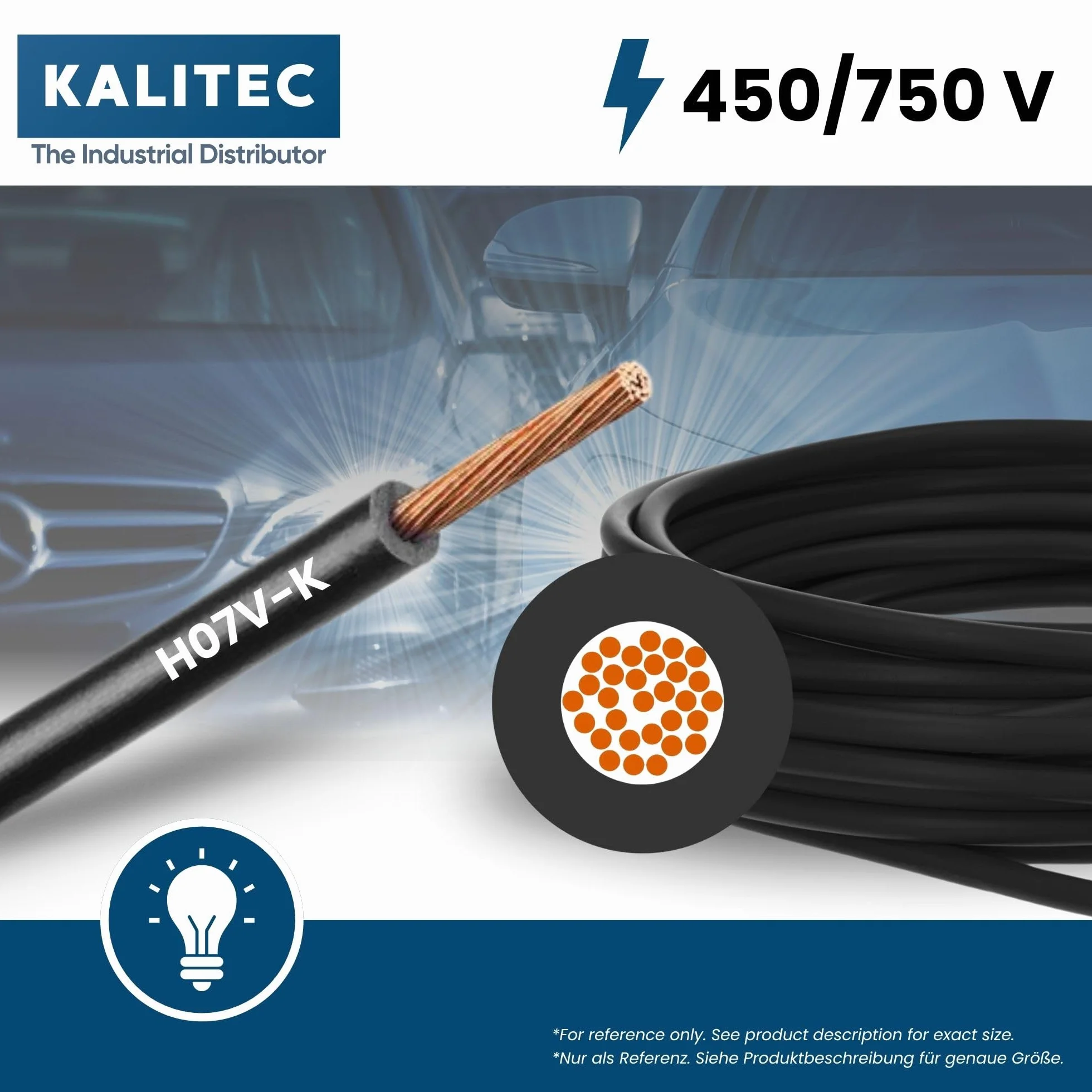 Kalitec H07V-K cable 16 mm² flexible 2 metros negro