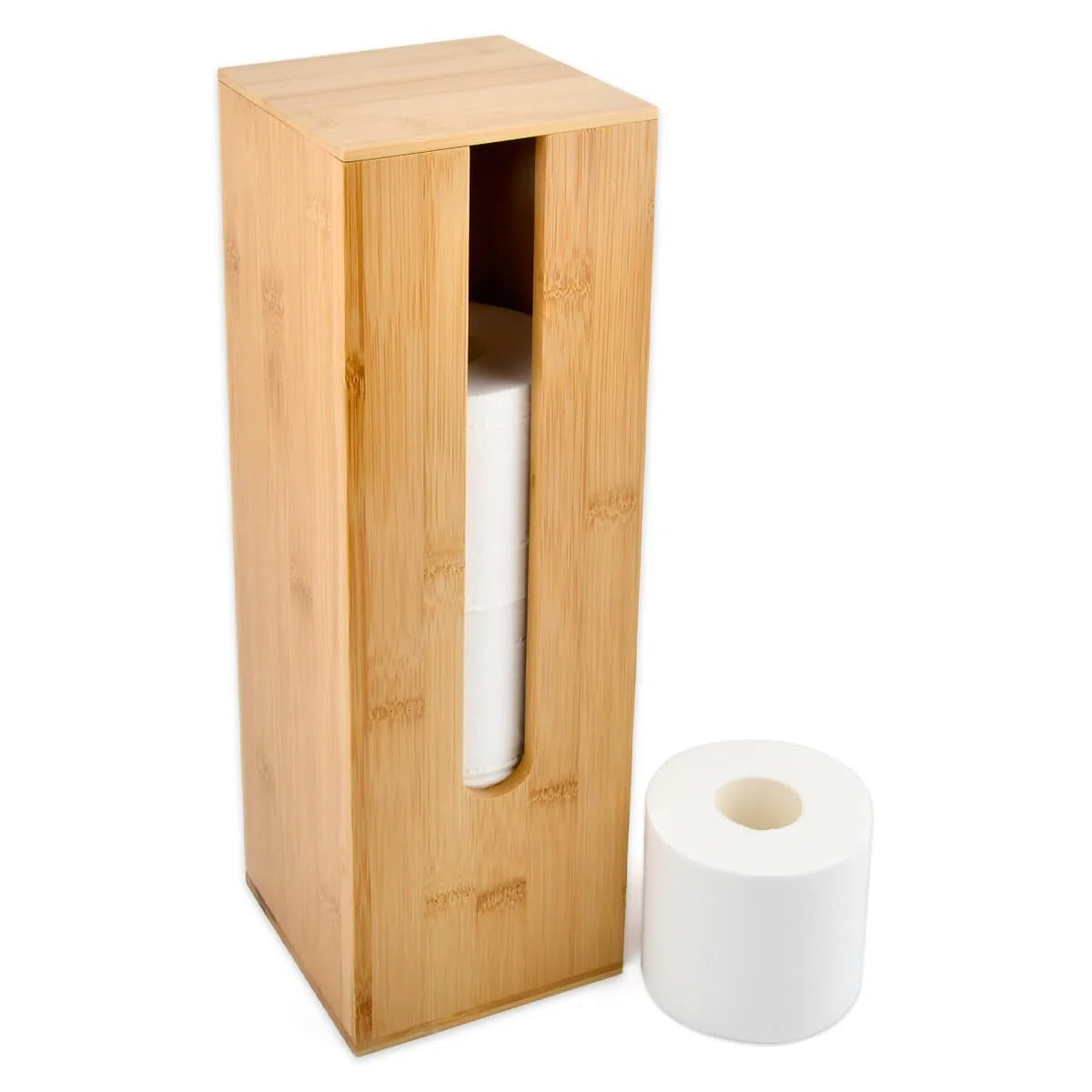 Almacenamiento de Papel Higiénico de Bambú, Soporte de Papel Higiénico de Bambú Guarda Rollos Papel Higienico Porta Rollo Papel de Baño Portarrollos Baño