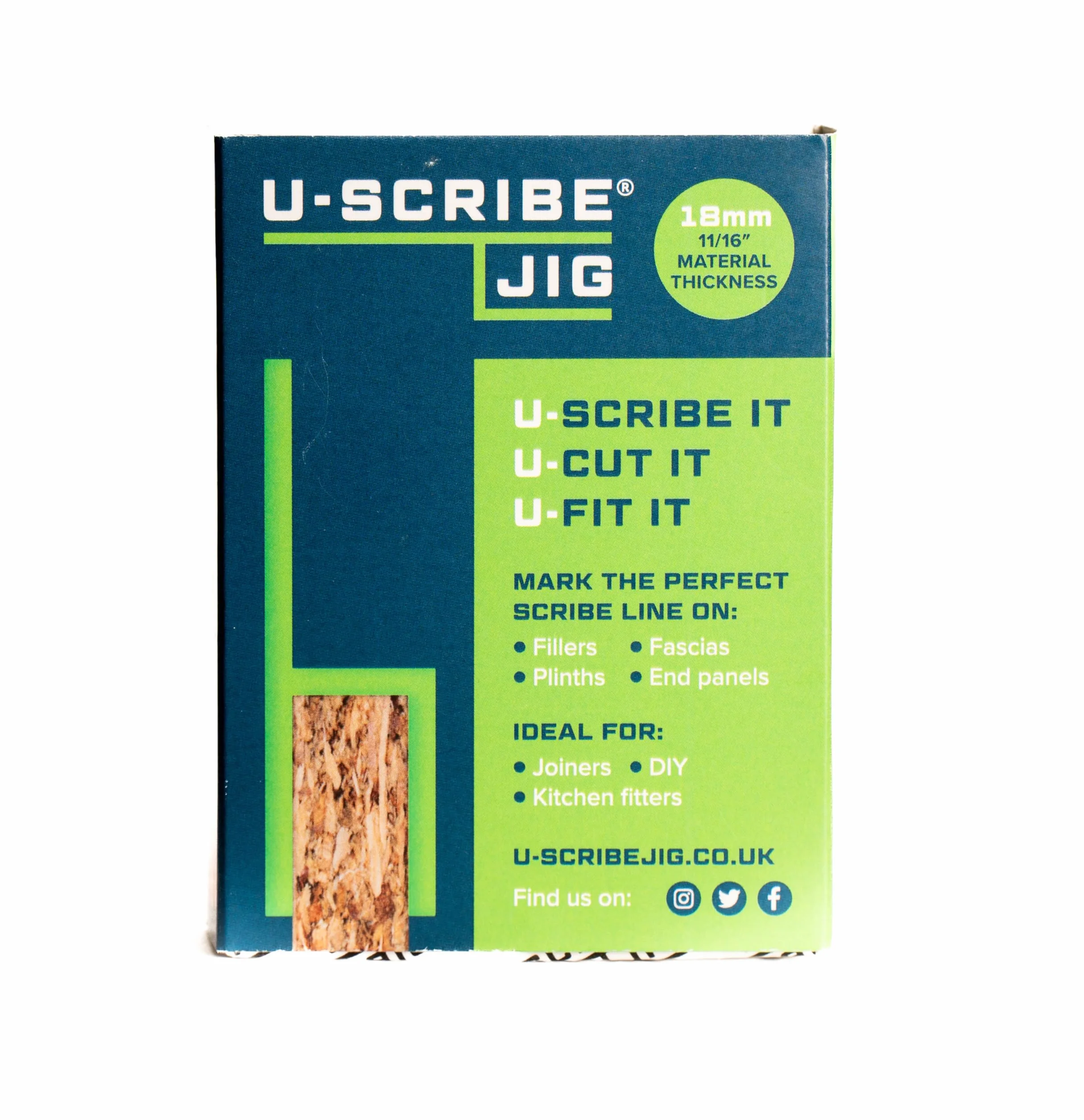U-Scribe Jig Herramienta de Escritura, Juego de 3 plantillas de carpintería de 18 mm, la herramienta perfecta para cualquier instalador de cocina, dormitorio y muebles, rellenos, fascias y paneles