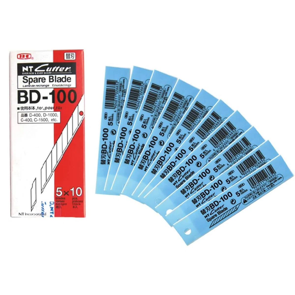 PACK 50 Cuchillas Biseladas 9 MM Angulo 30º Grados - Hojas Recambios para Cuter Estrecho NT CUTTER BD-100