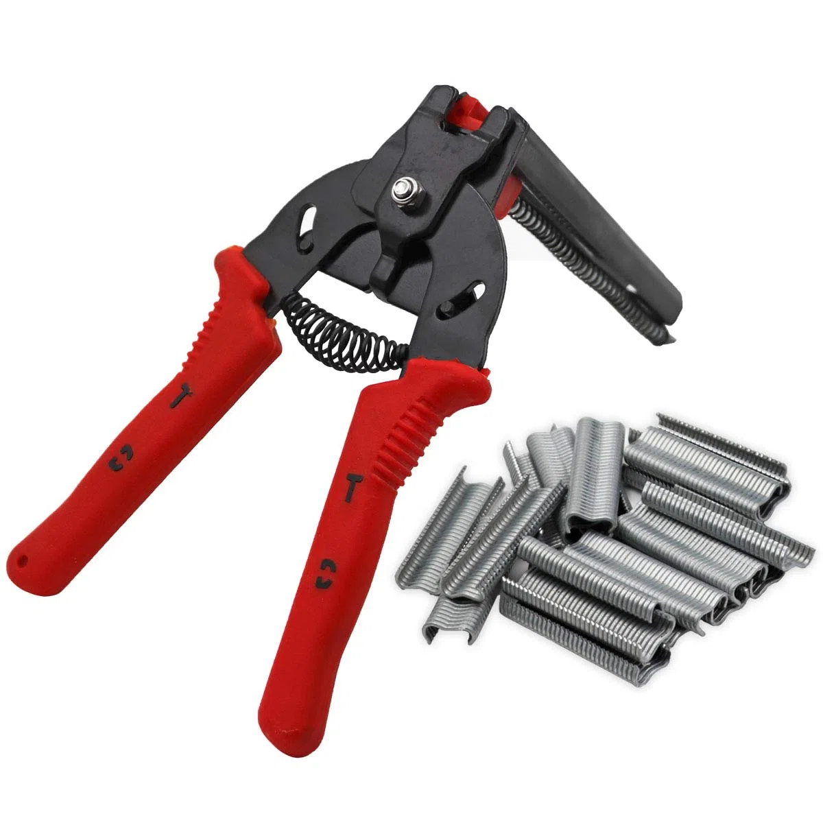 Alicates De Anillo De Cerdo Y 600 Grapas De Clip, Pinzas De Clip M Grapas De Malla Para Pájaros Instalación De Alambre, Juego De Alicates De Malla De Alambre (rojo)