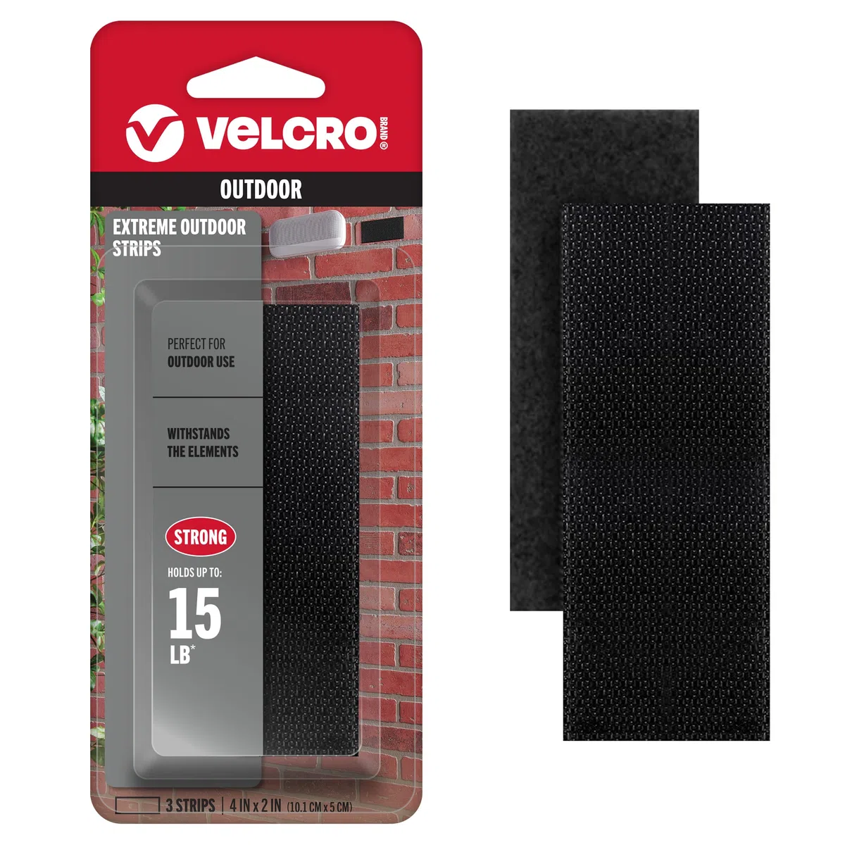 VELCRO Sujetadores de fuerza industrial de marca | Condiciones climáticas extremas al aire libre | Resistencia resistente que soporta hasta 15 libras | 4 tiras de 2 pulgadas, 3 juegos, negro