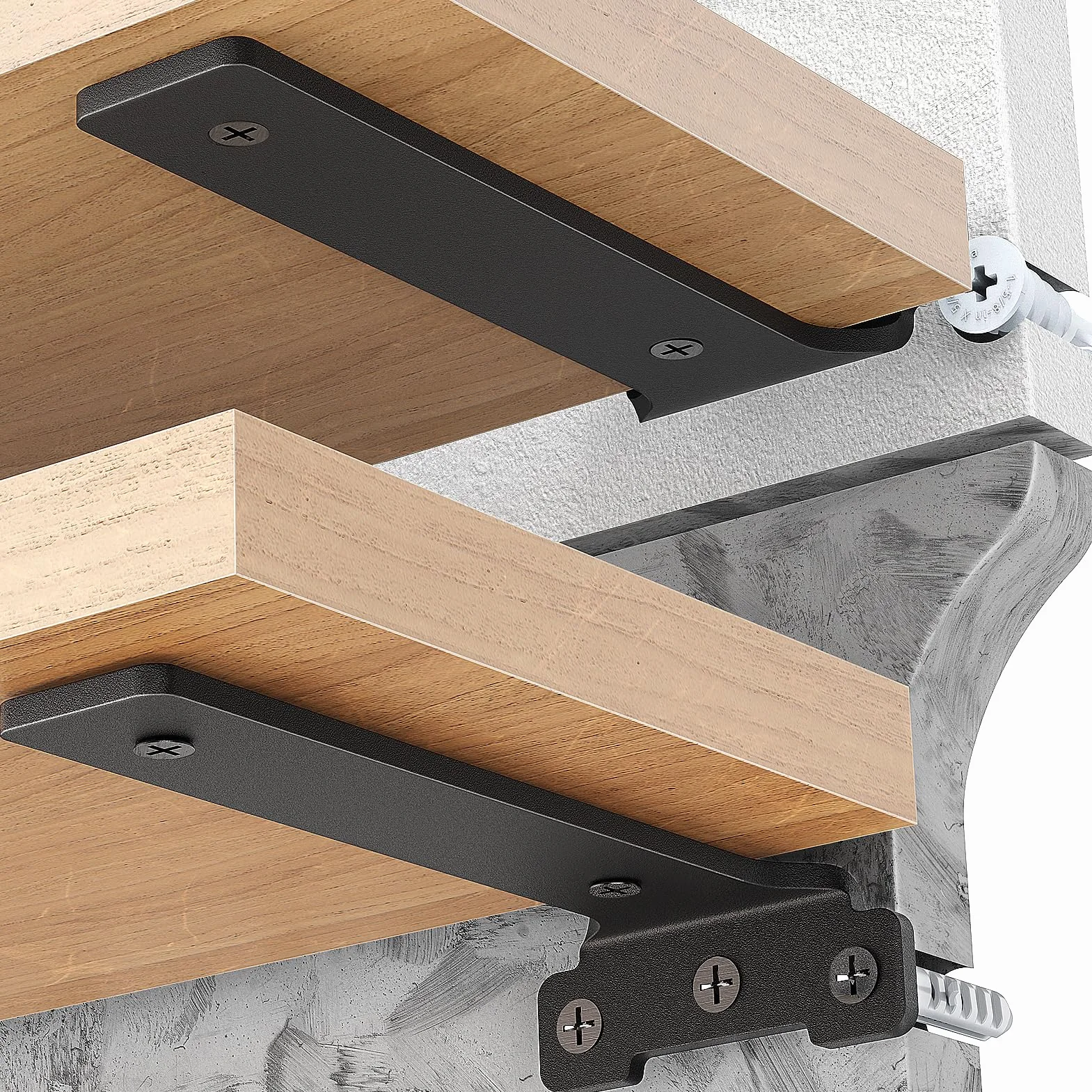 Yeabett 4 soportes para estanterías de 10 cm, metal con tornillos, capacidad de carga de 70 kg, color negro