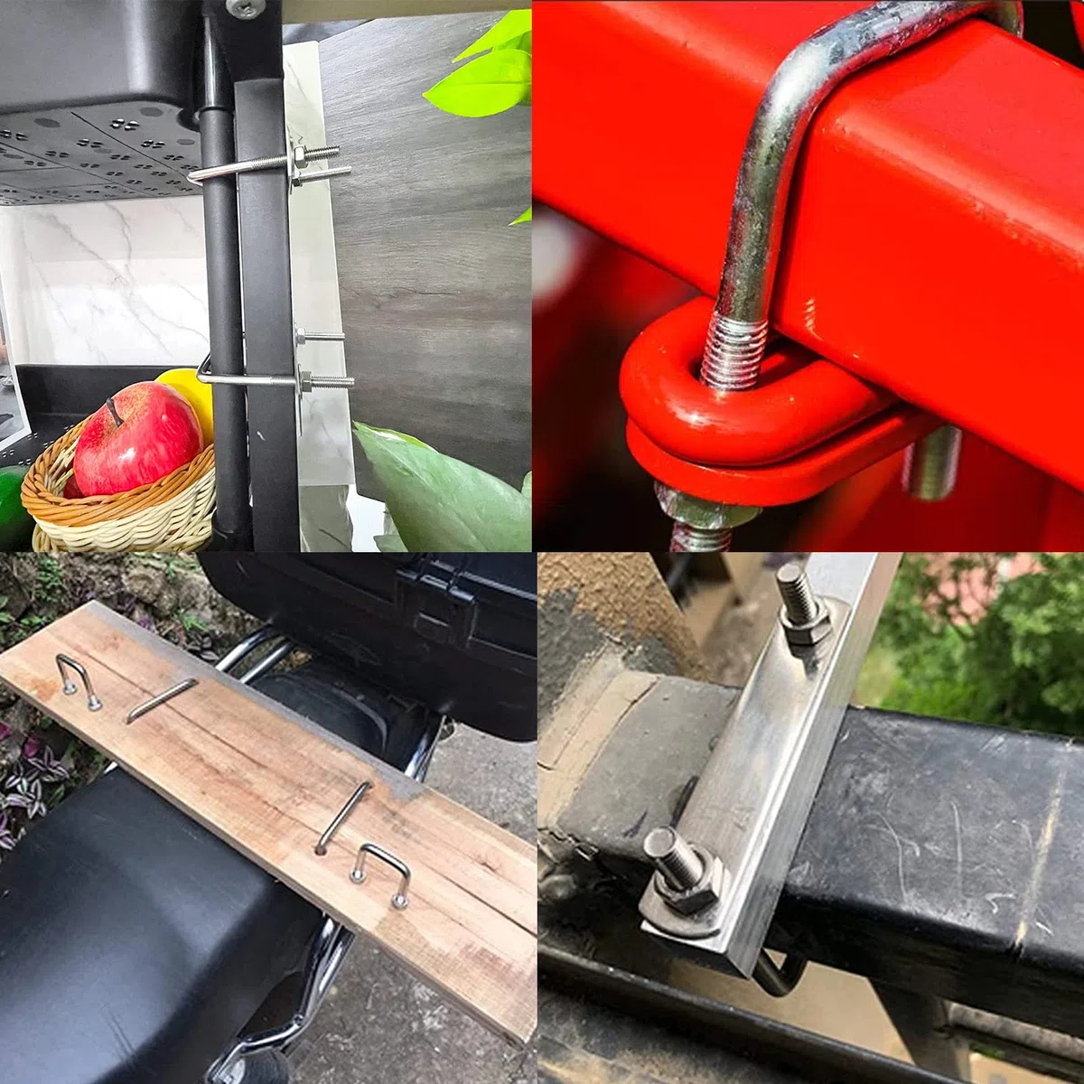 Pernos en U M8, 6 Piezas Tornillos en U Acero Inoxidable, Perno en Forma de U, Abrazadera Cuadrada Per nos con Tuercas Placa de Marco, M8 U-Pernos para Aplicaciones Industriales (40 X 100 mm)