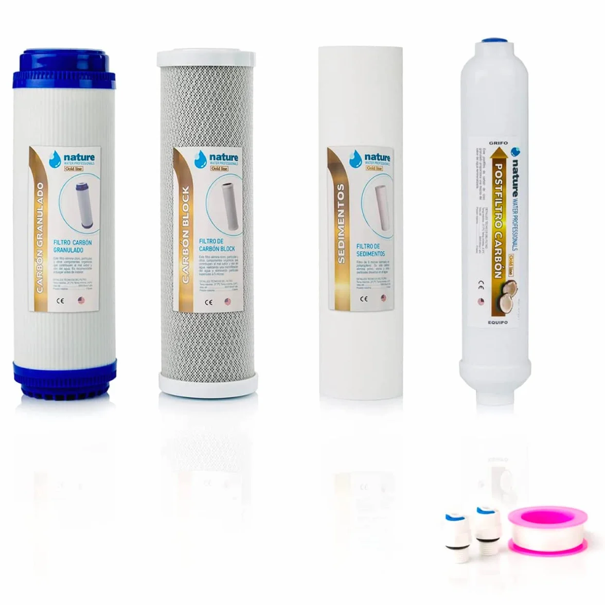 Nature Water Professionals Kit de 4 Filtros Universales para Osmosis Inversa 5 Etapas
