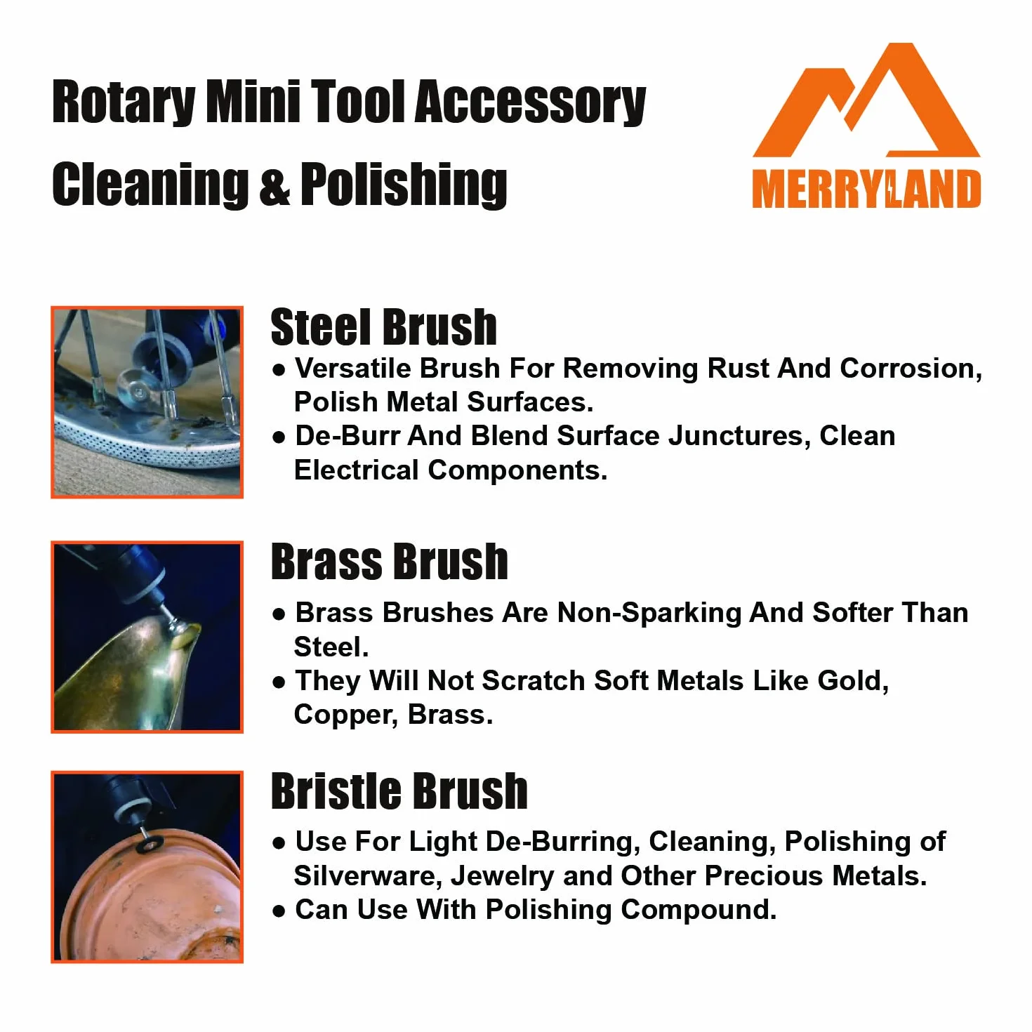 Merryland Cepillo Metálico de Alambre Acero para Dremel 72pcs, Cepillo Circular y Copa 24pcs Cada Uno, Cepillo de Pulir para Herramienta Rotativa Eléctrica, RMTA072C1
